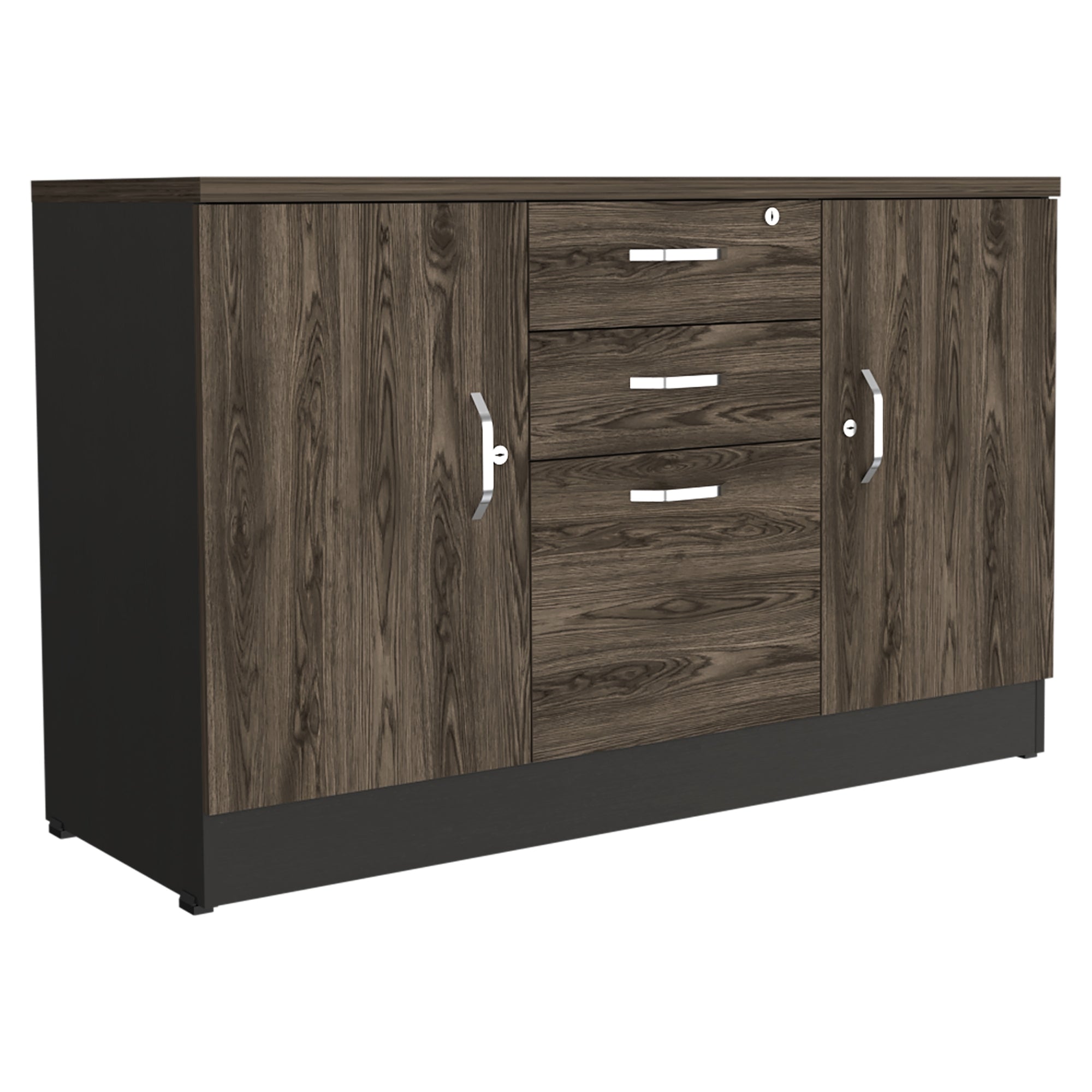 BUFFET 3 PUERTAS 2 CAJONES HOME OFFICE NEGRO Y COÑAC - 4