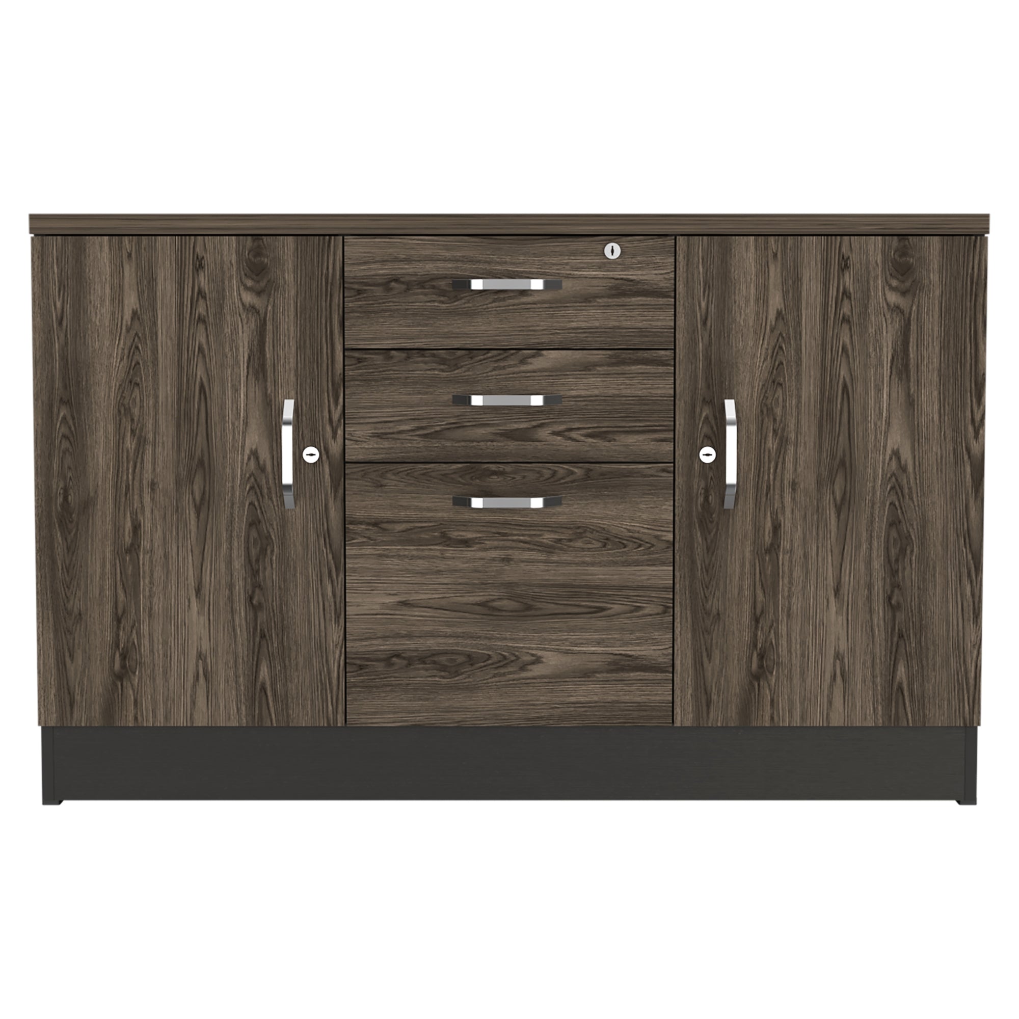 BUFFET 3 PUERTAS 2 CAJONES HOME OFFICE NEGRO Y COÑAC - 5