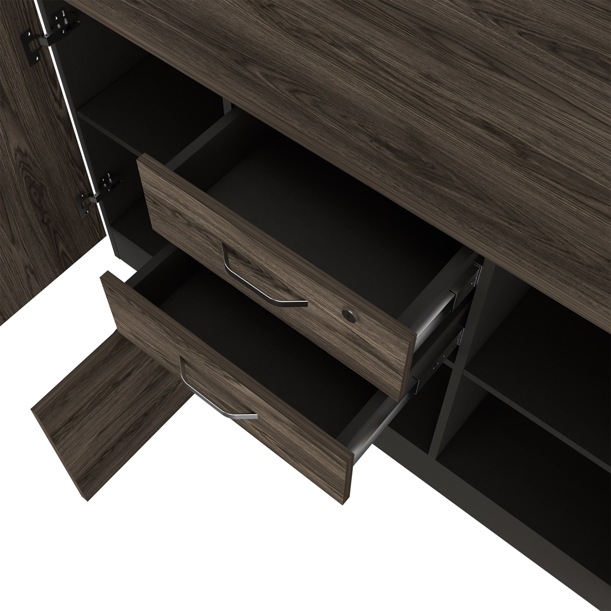 BUFFET 3 PUERTAS 2 CAJONES HOME OFFICE NEGRO Y COÑAC - 7