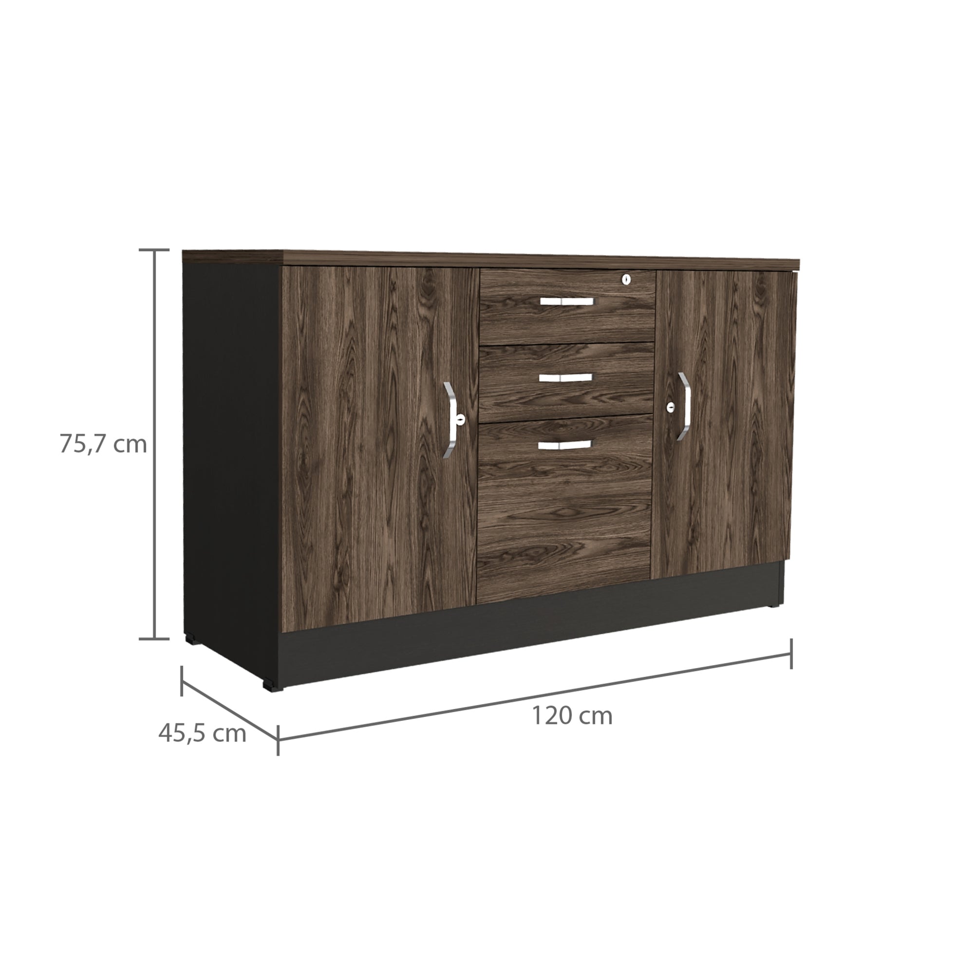 BUFFET 3 PUERTAS 2 CAJONES HOME OFFICE NEGRO Y COÑAC - 10