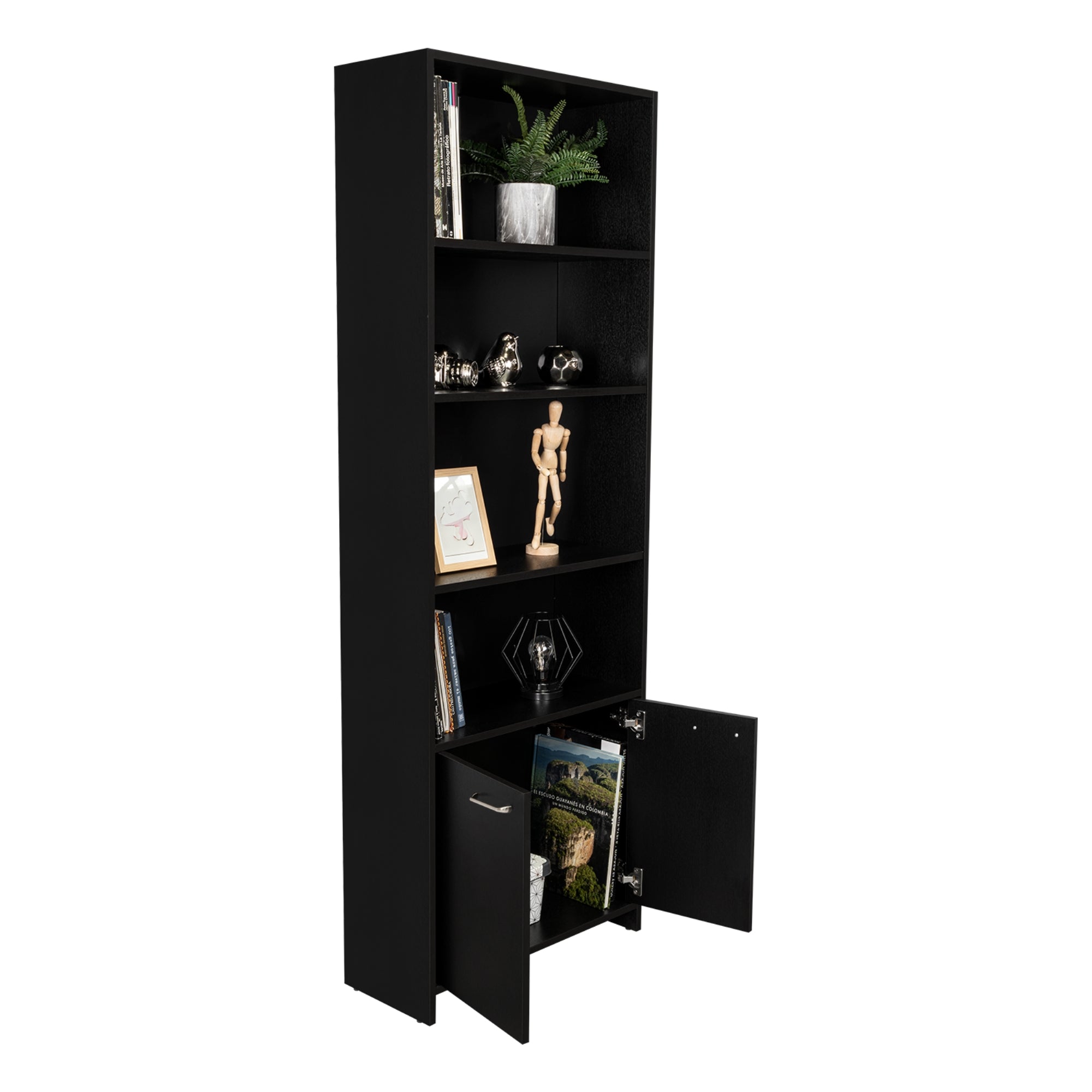 BIBLIOTECA LISA 180X63X26 CM 2 CON PUERTAS WENGUE - 1
