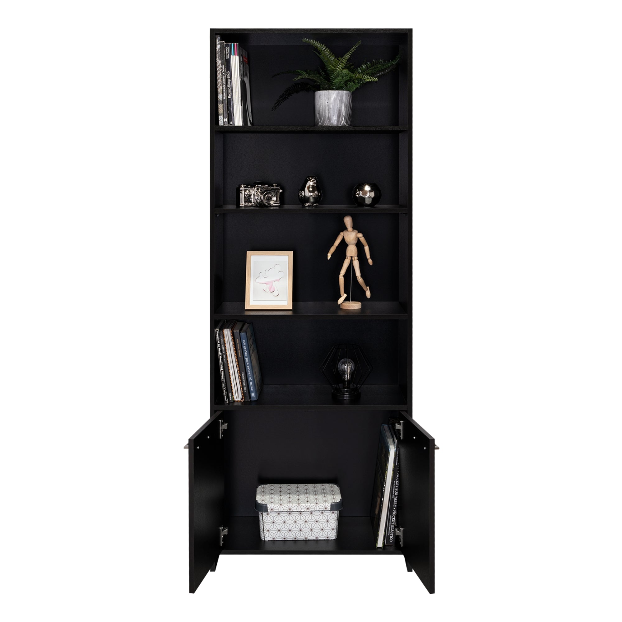 BIBLIOTECA LISA 180X63X26 CM 2 CON PUERTAS WENGUE - 2