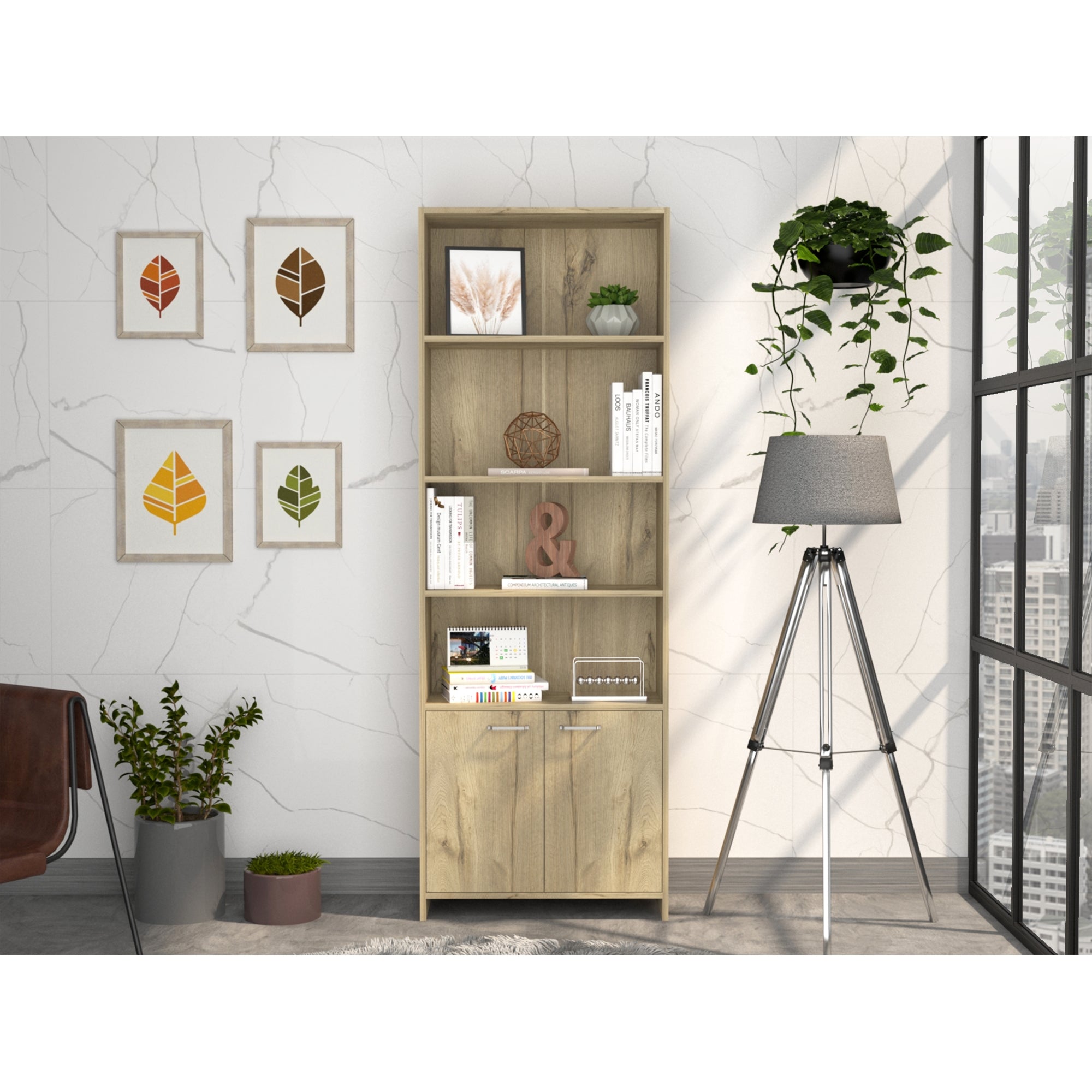 BIBLIOTECA LISA 180X63X26 CM 2 CON PUERTAS DUNA - 5