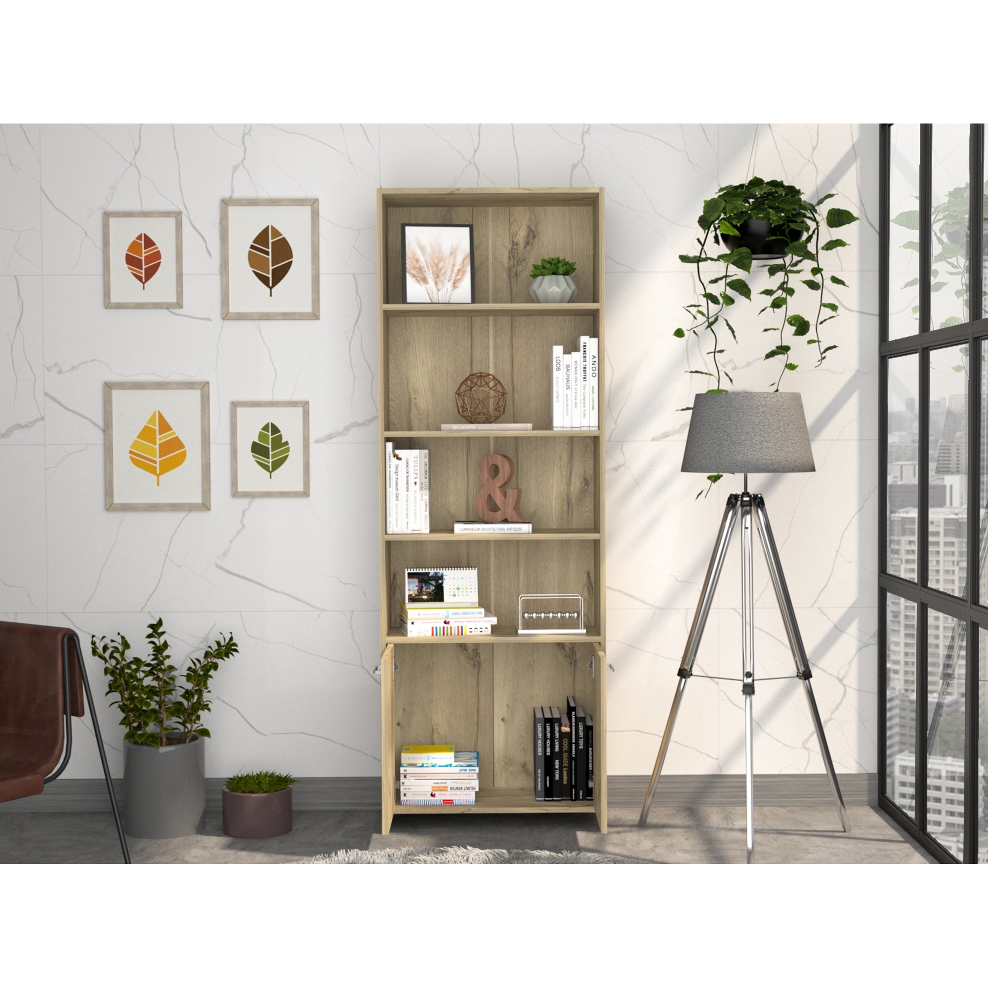 BIBLIOTECA LISA 180X63X26 CM 2 CON PUERTAS DUNA - 6