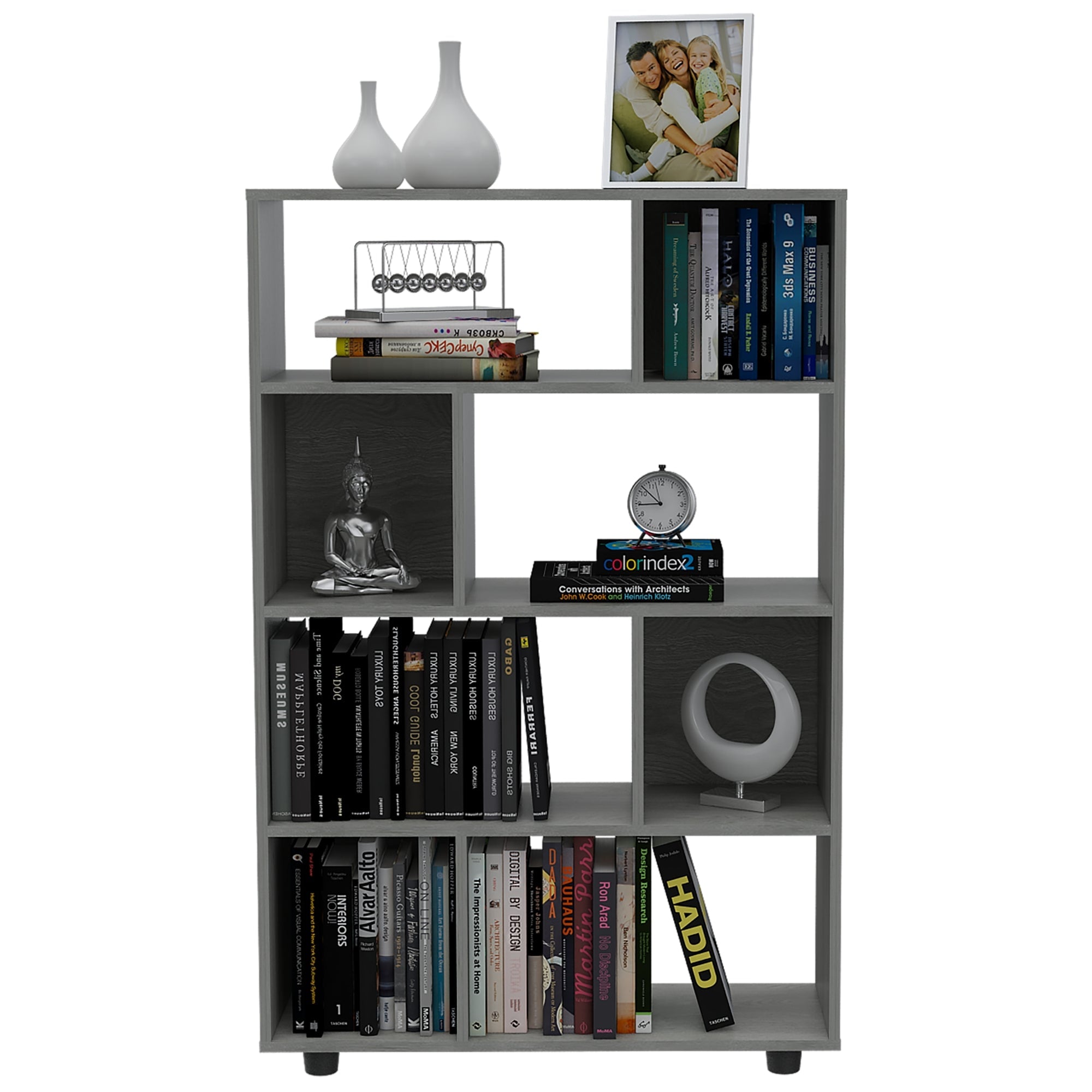 BIBLIOTECA OFFICE W-80 CENIZA 122X80X28 CM - 2
