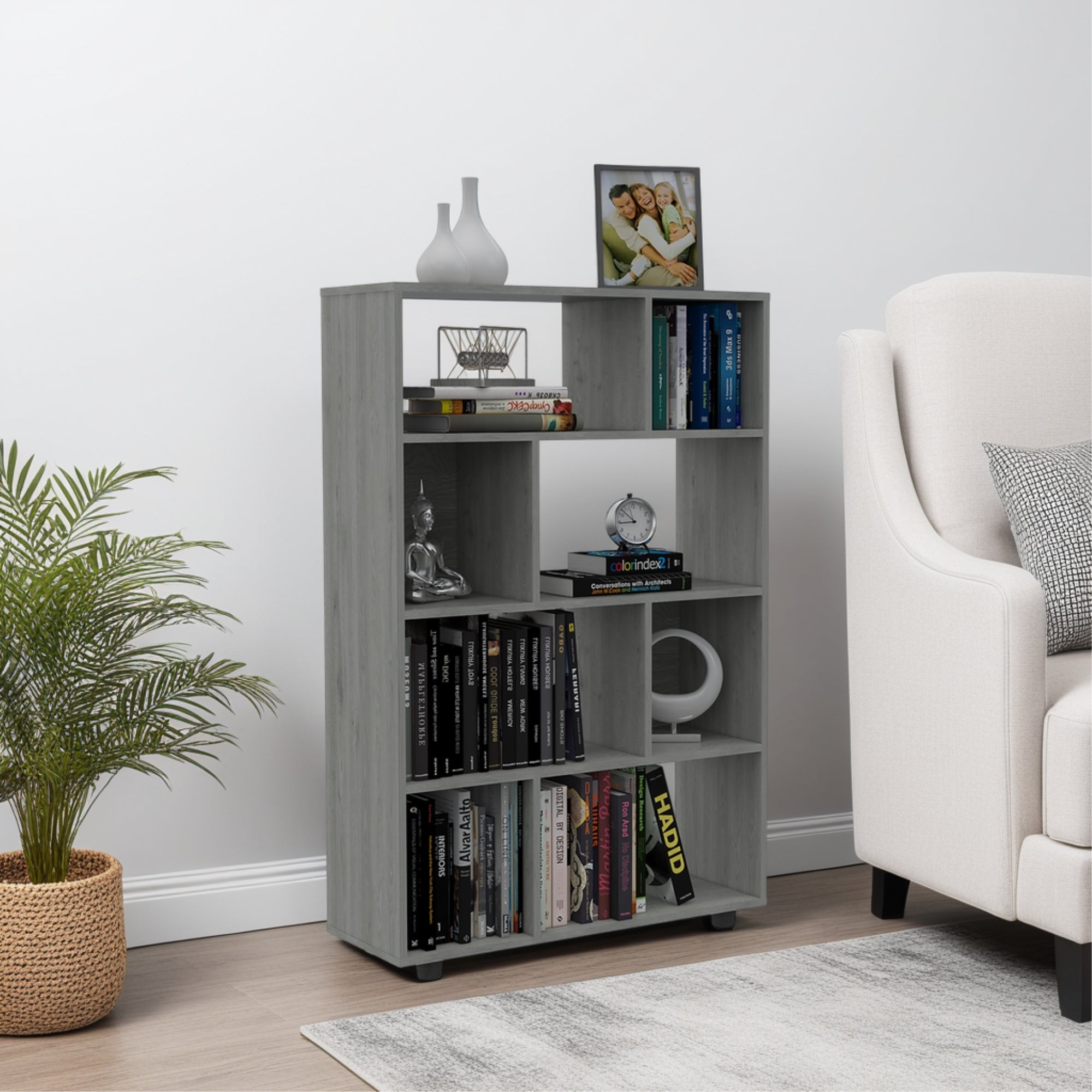 BIBLIOTECA OFFICE W-80 CENIZA 122X80X28 CM - 5