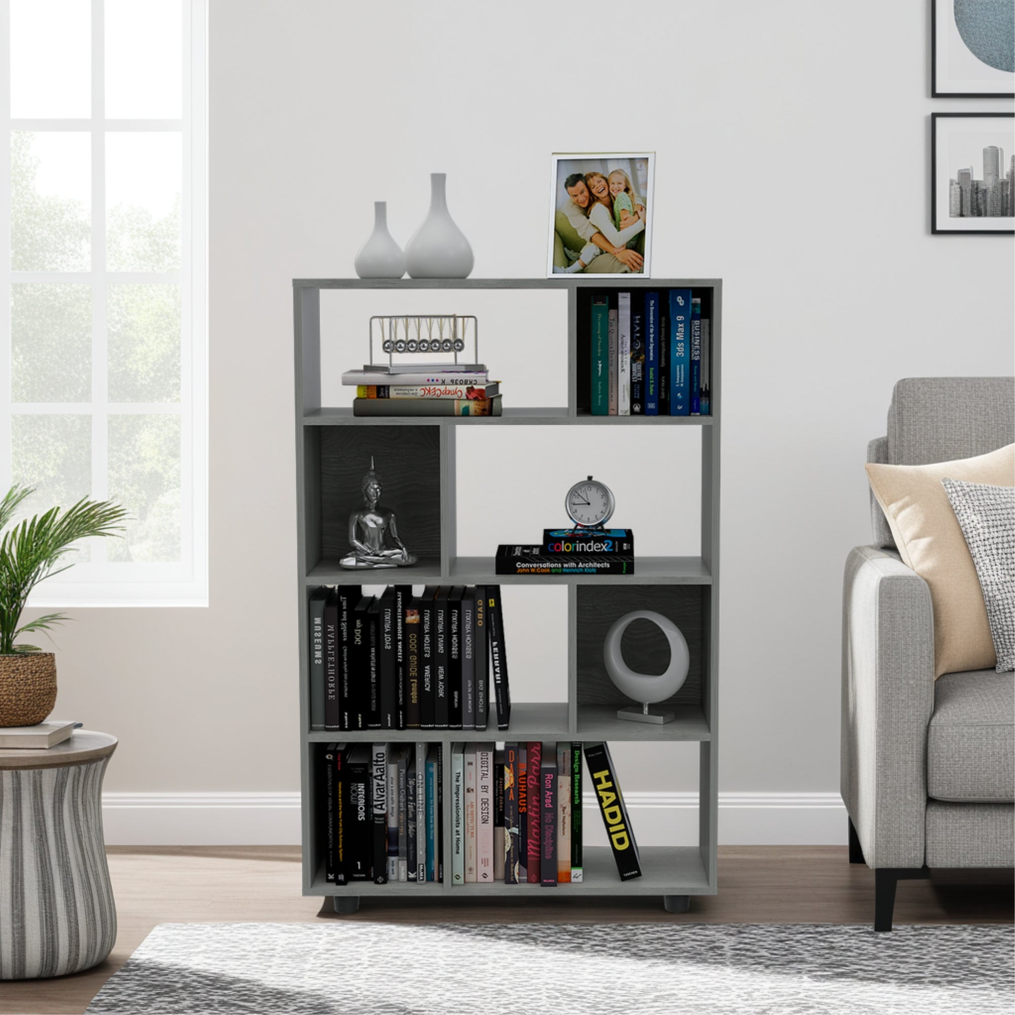 BIBLIOTECA OFFICE W-80 CENIZA 122X80X28 CM - 6