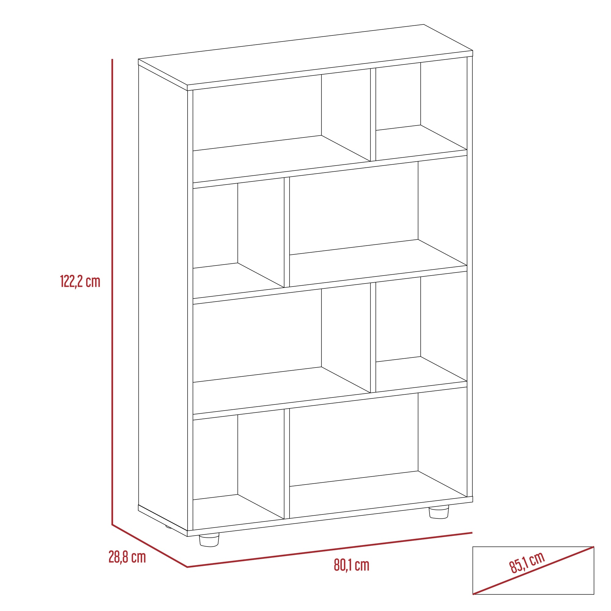BIBLIOTECA OFFICE W-80 CENIZA 122X80X28 CM - 7