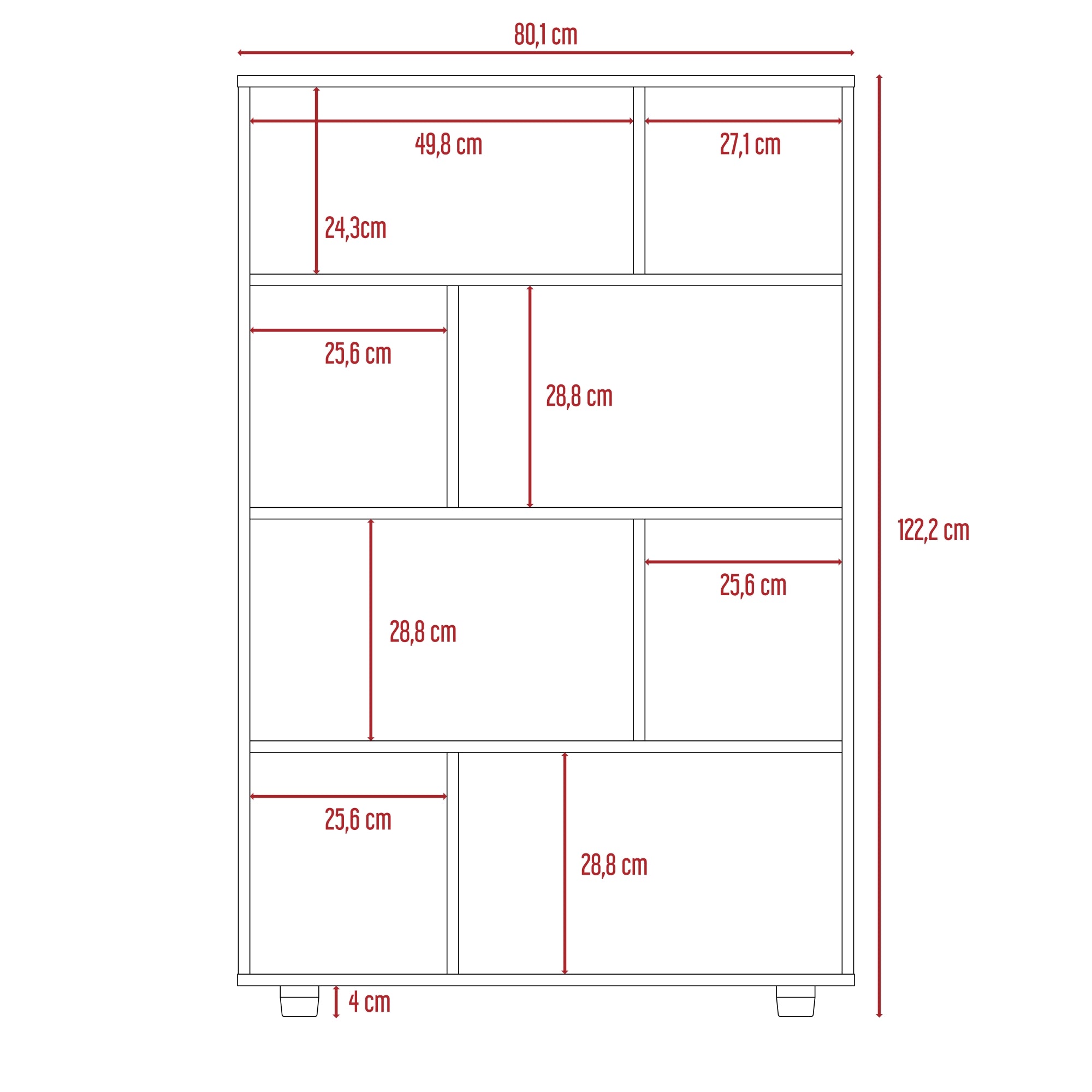 BIBLIOTECA OFFICE W-80 CENIZA 122X80X28 CM - 8