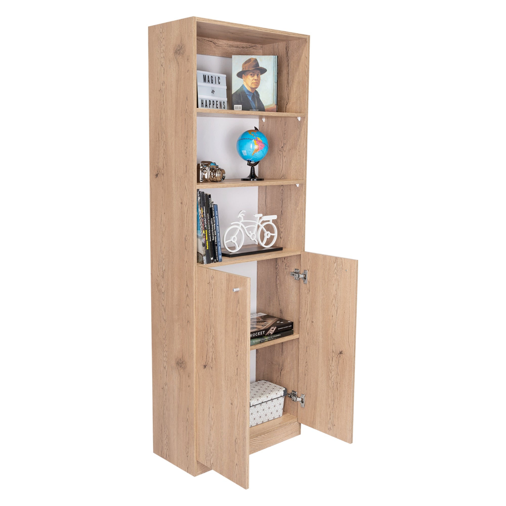 BIBIOTECA HOME 2 PUERTAS 5 NIVELES MACADAMIA 180,6X62,8X29,9 CM - 1