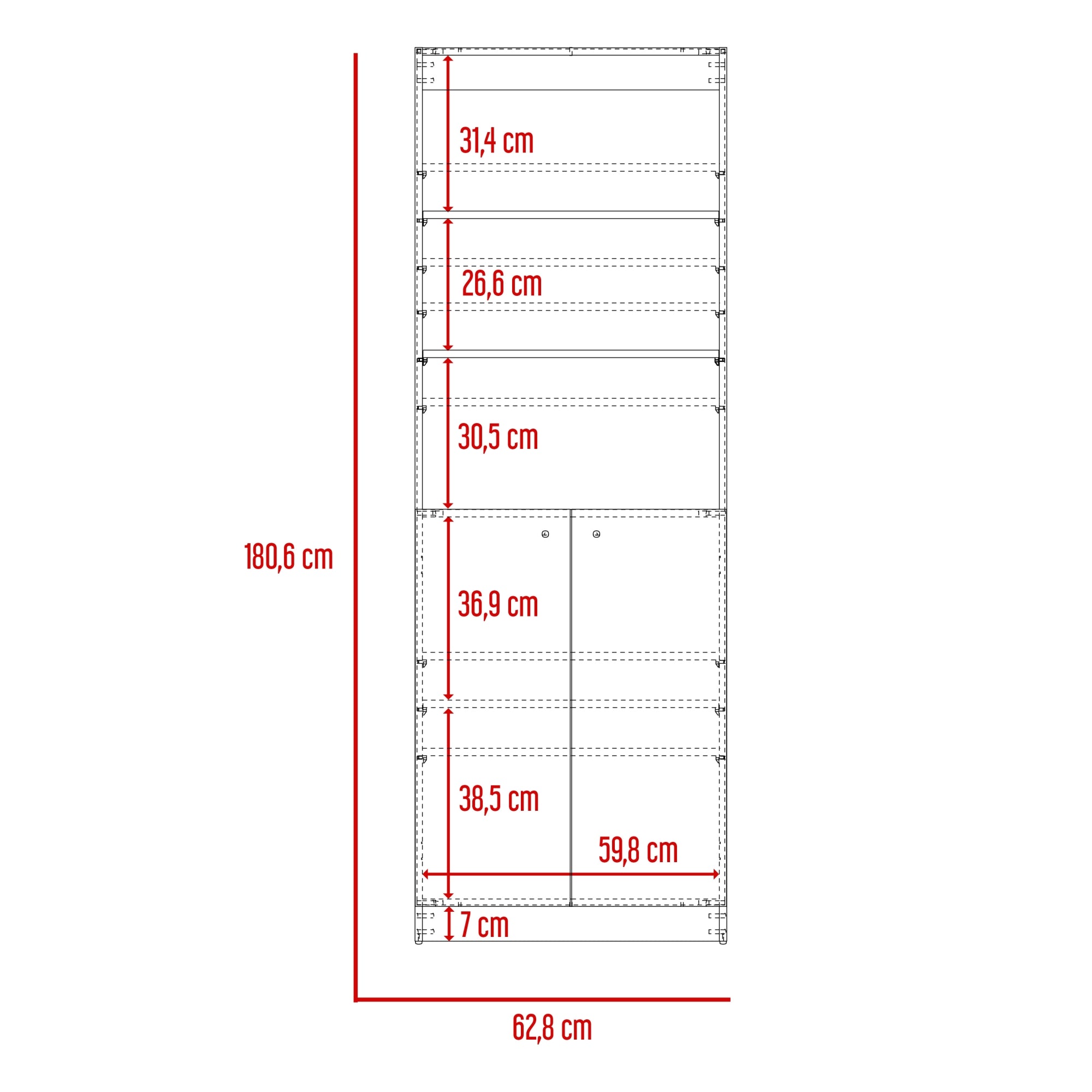 BIBIOTECA HOME 2 PUERTAS 5 NIVELES MACADAMIA 180,6X62,8X29,9 CM - 3