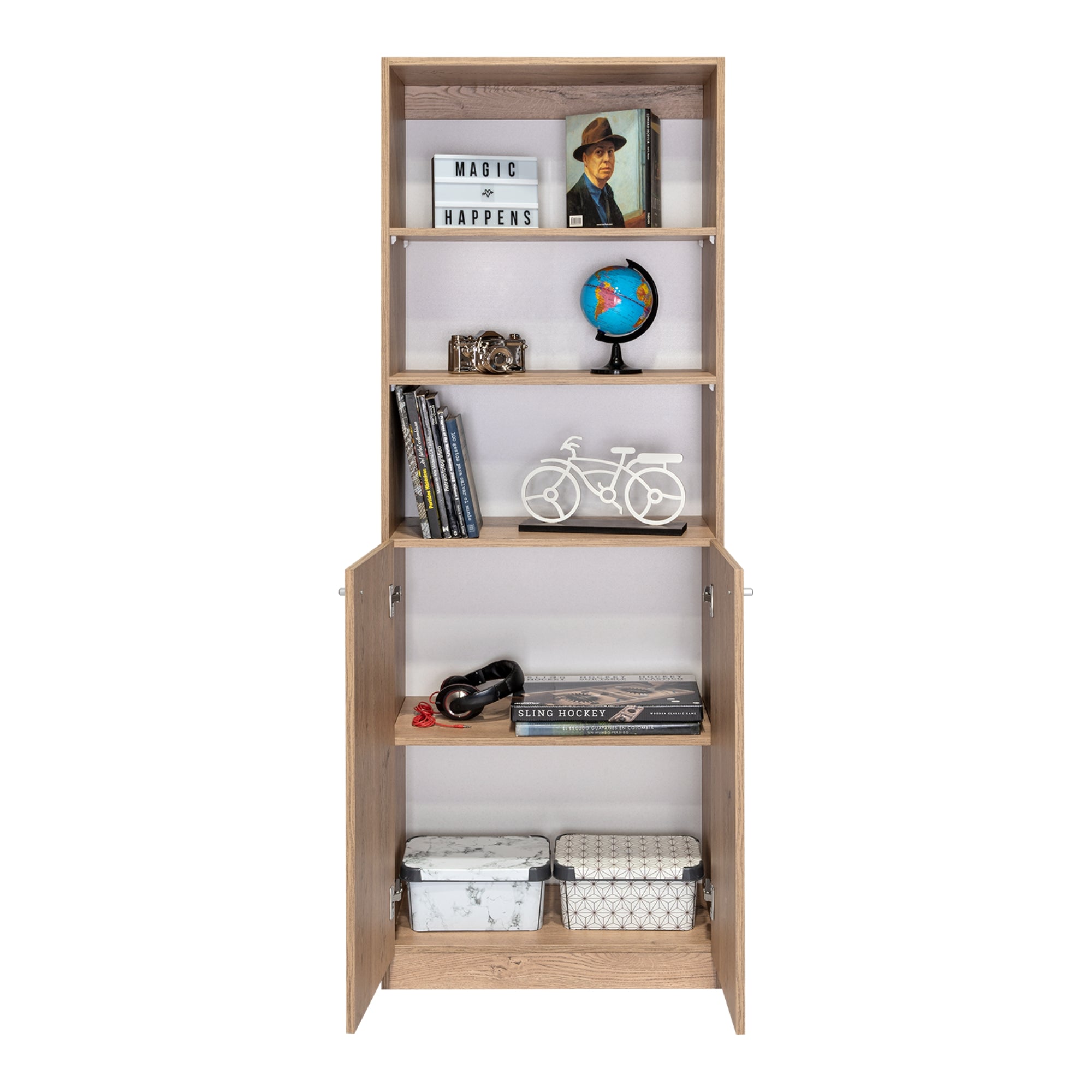 BIBIOTECA HOME 2 PUERTAS 5 NIVELES MACADAMIA 180,6X62,8X29,9 CM - 4