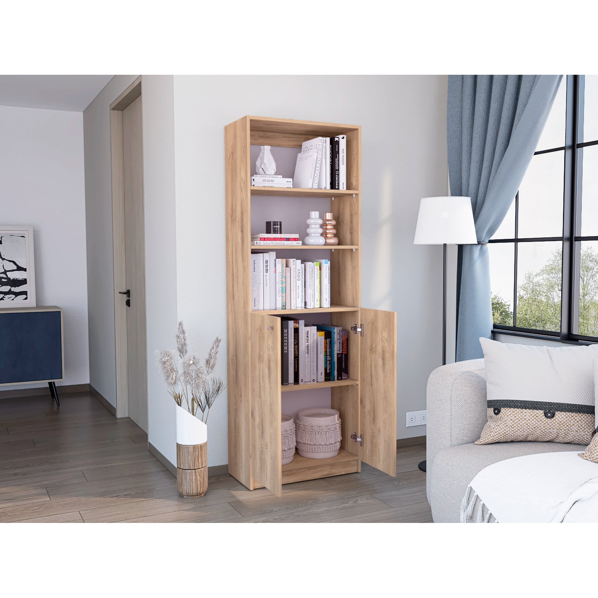 BIBIOTECA HOME 2 PUERTAS 5 NIVELES MACADAMIA 180,6X62,8X29,9 CM - 11