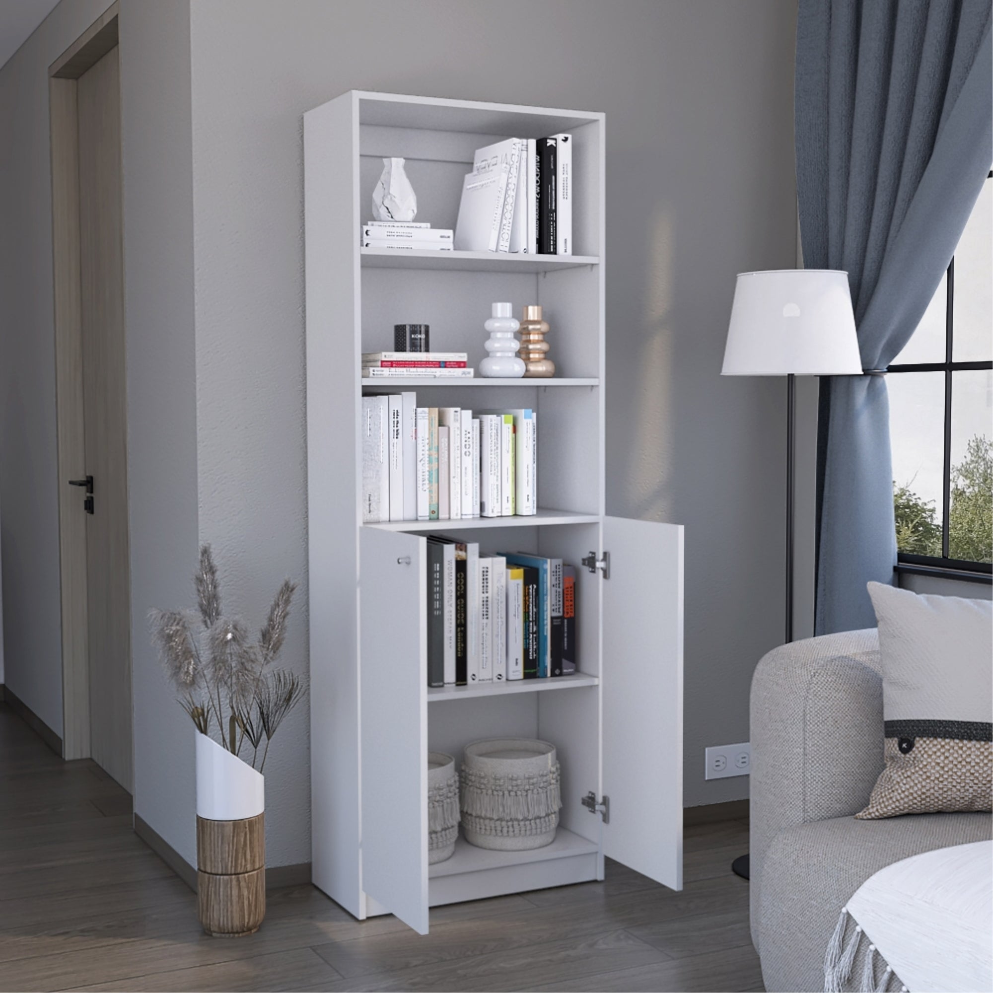 BIBIOTECA HOME 2 PUERTAS 5 NIVELES BLANCO 180,6X62,8X29,9 CM - 6