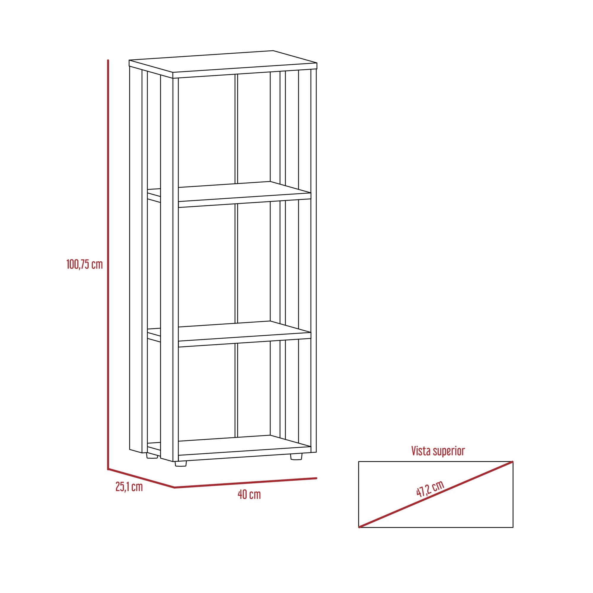 LIBRERO OFFICE W-40 - WENGUE 100X40X25 CM - 6