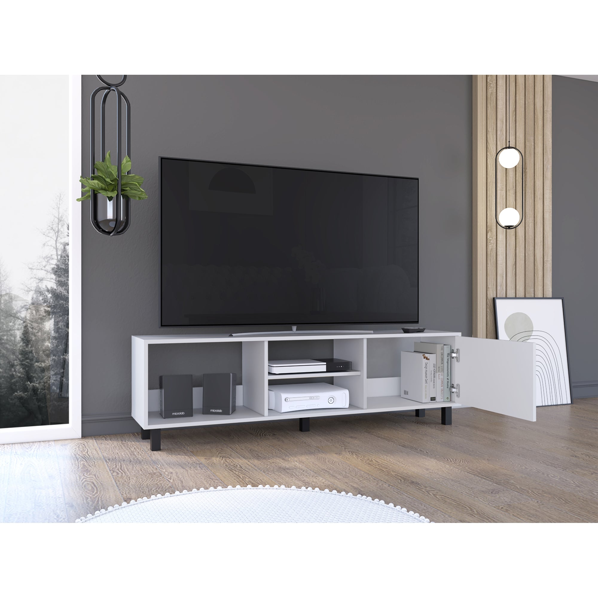 RACK TV 65' TUNEZ 1 PUERTA BLANCO 47,5X160X35 CM - 6