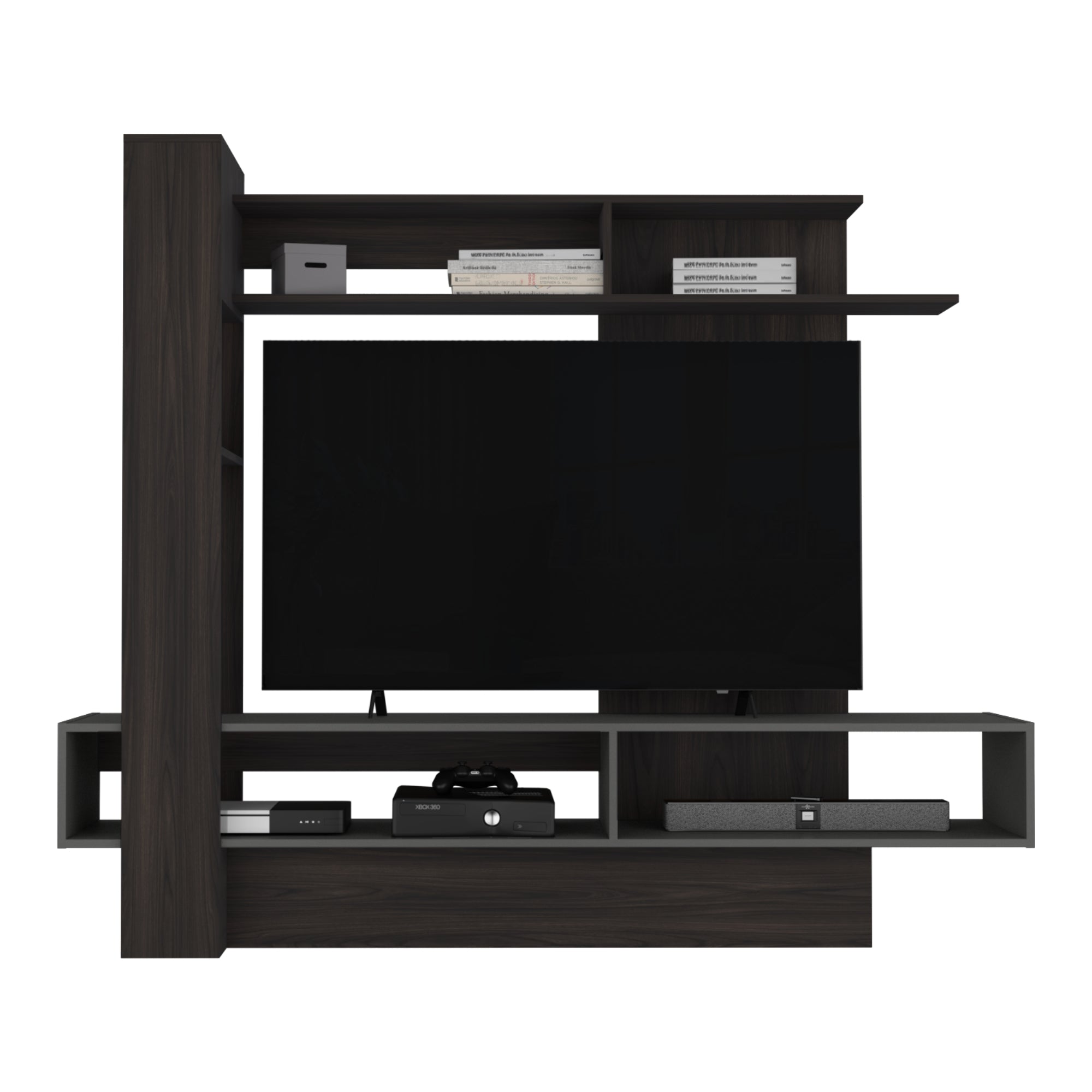 ESTANTE TV 60' FLAMENCO CAFE  OSCURO Y PLOMO 152X180X40 CM - 4