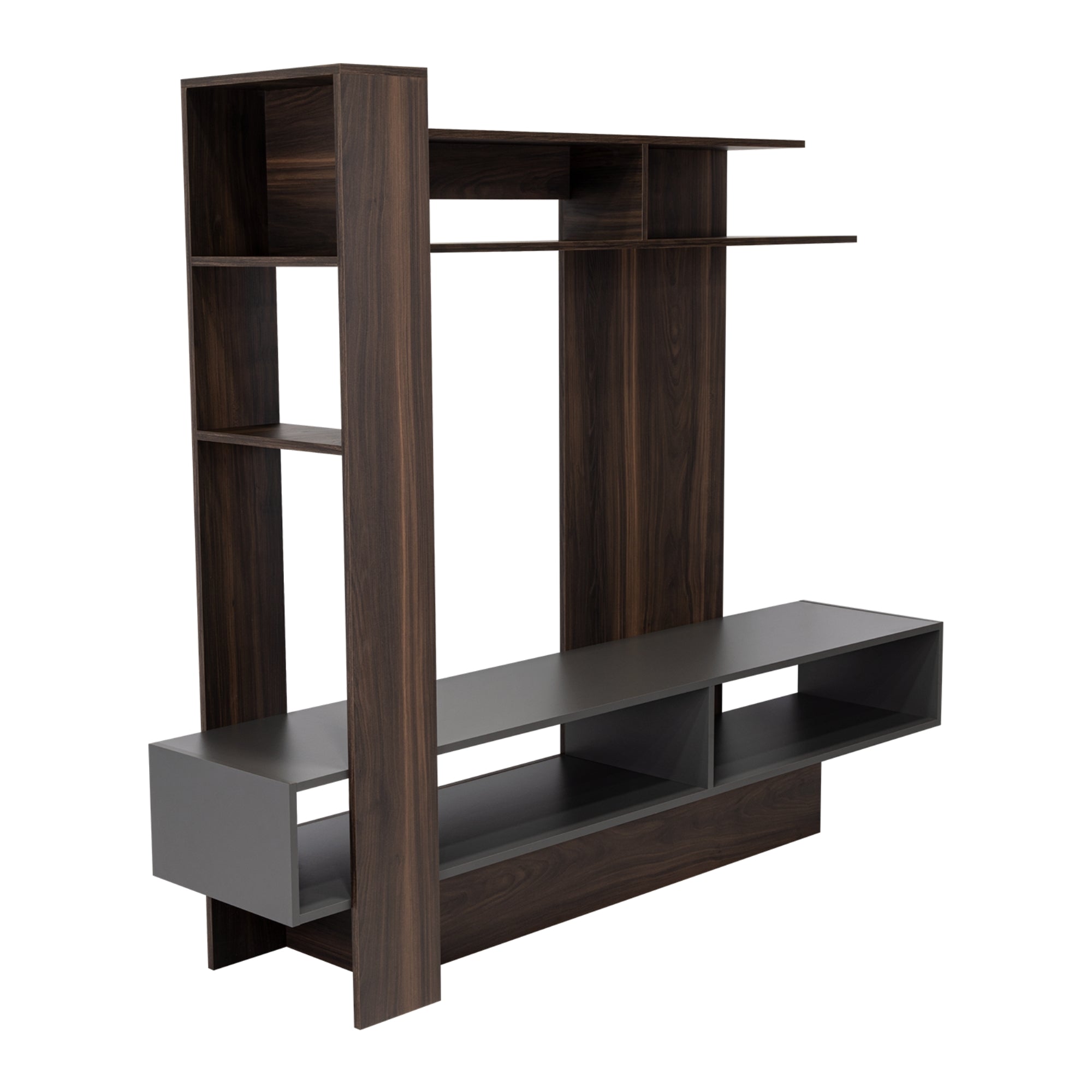 ESTANTE TV 60' FLAMENCO CAFE  OSCURO Y PLOMO 152X180X40 CM - 5