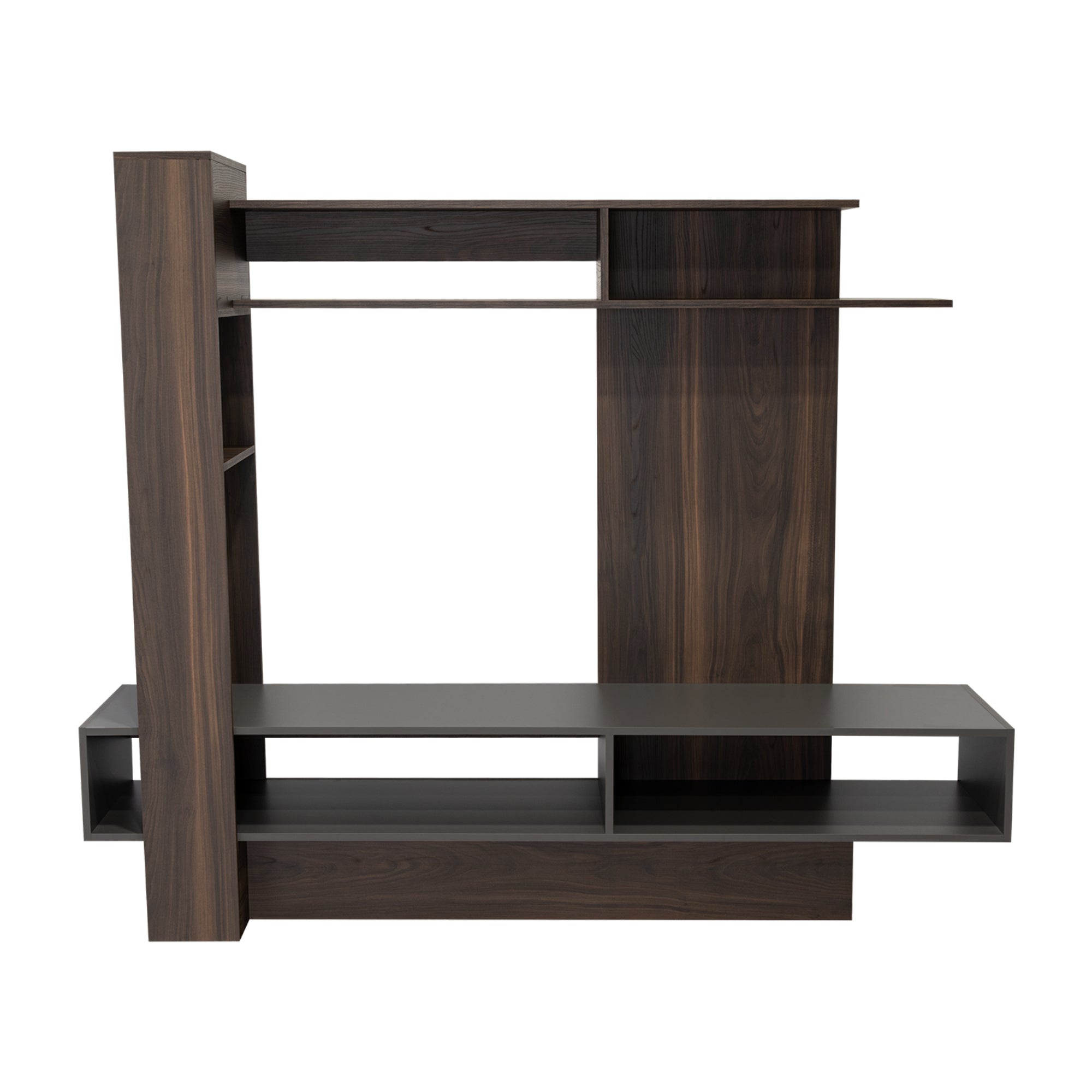 ESTANTE TV 60' FLAMENCO CAFE  OSCURO Y PLOMO 152X180X40 CM - 6