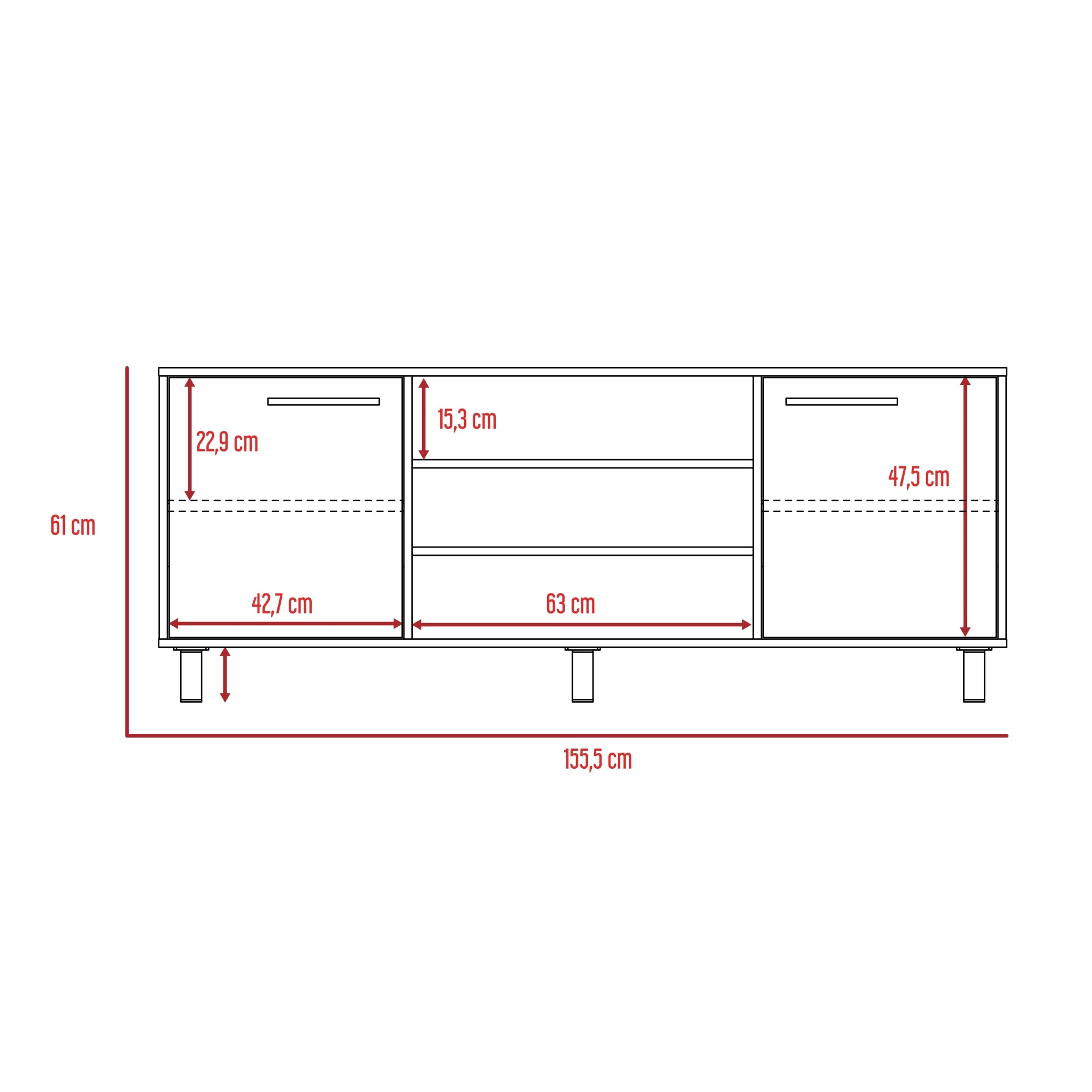 RACK TV 65' KAIA WENGUE Y MIEL 61X155,5X38,8 CM - 4