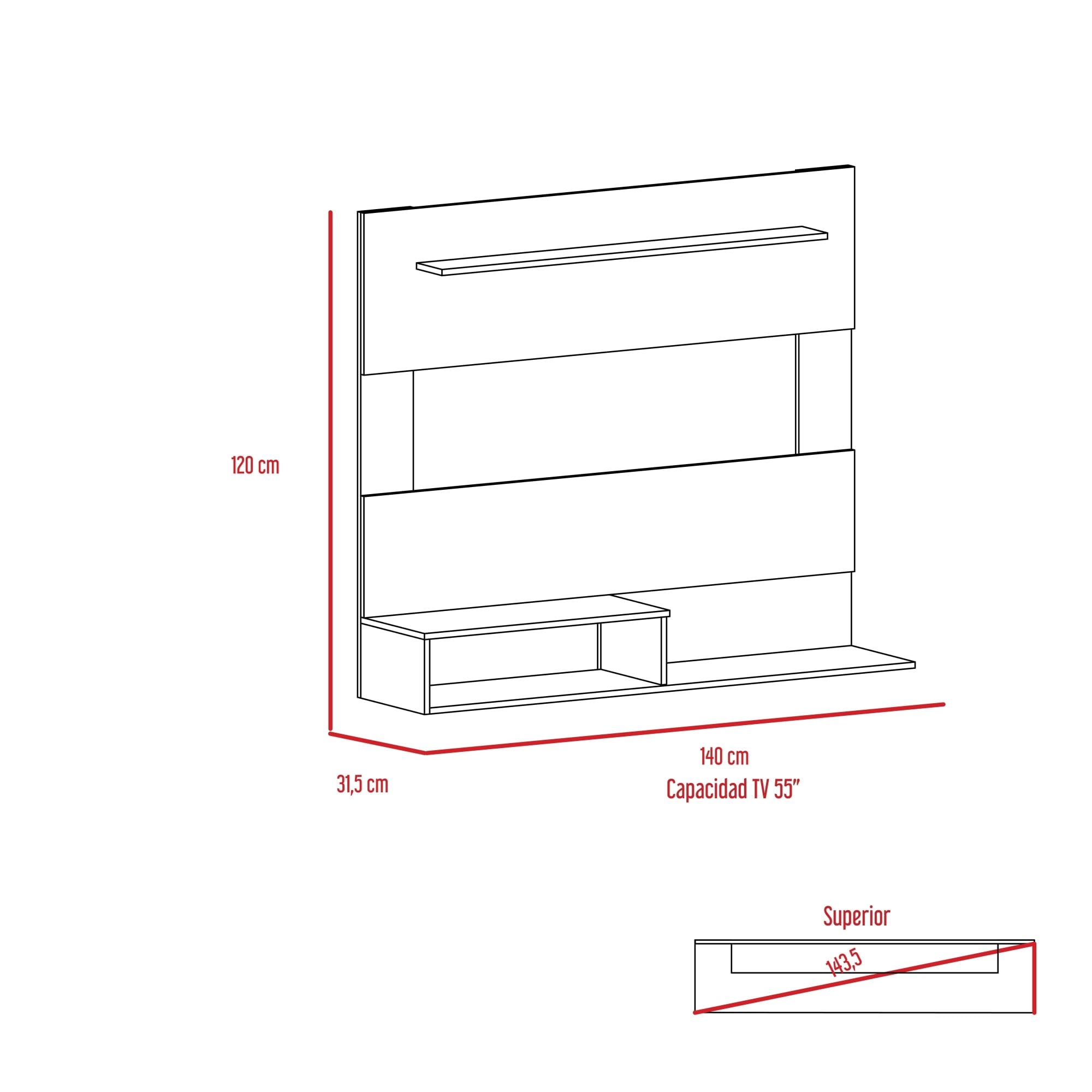 PANEL TV 55' BEIJING 120X140X31,5 CM COÑAC - 6