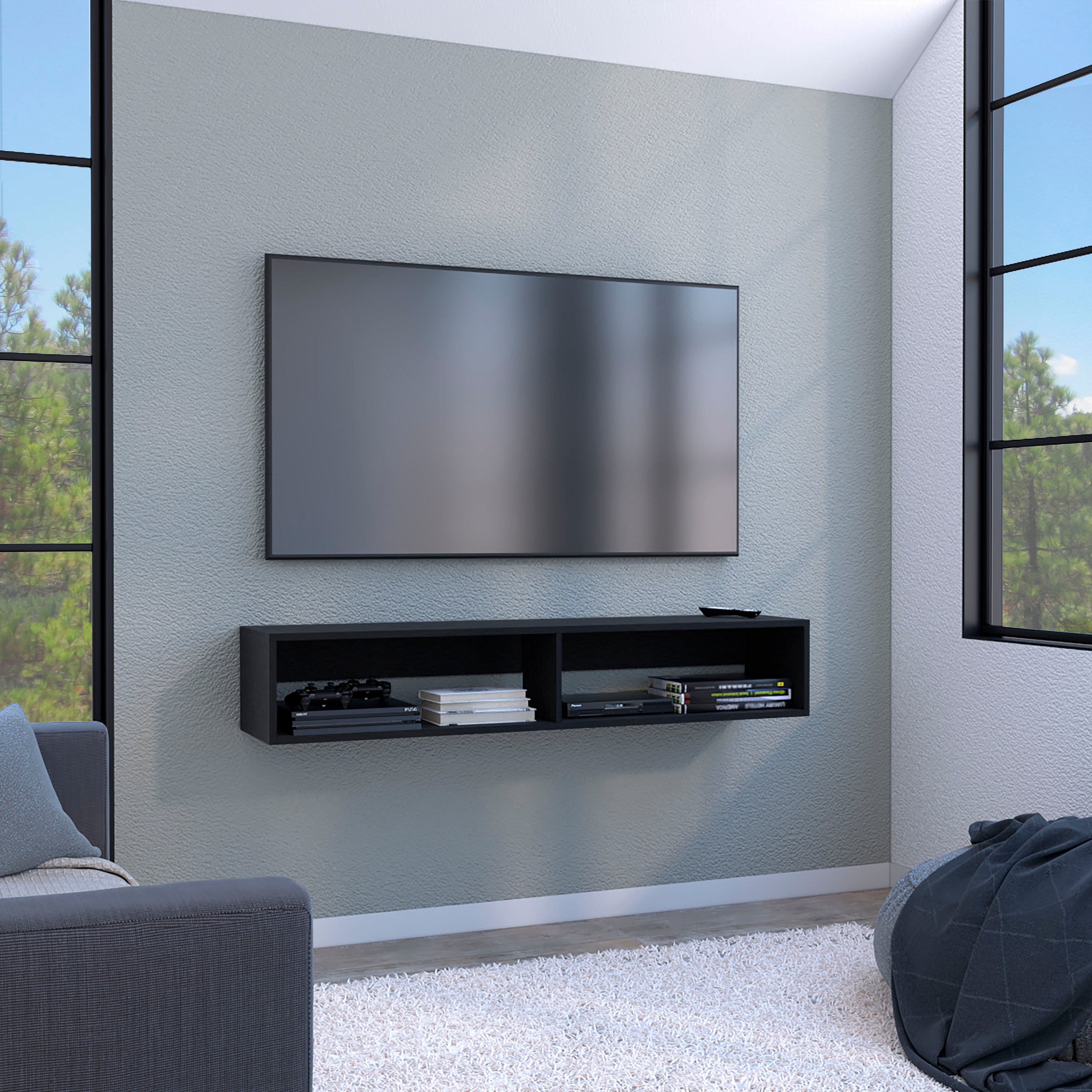 PANEL TV 60' R-150 FLOTANTE WENGUE 26,5X150X32 CM - 9