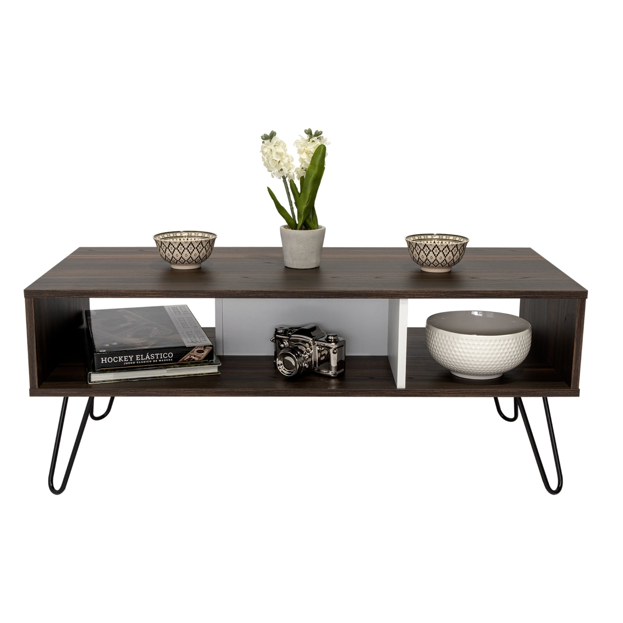 MESA DE CENTRO VASSEL 40X101,1X45 CM CAFE Y BLANCO - 1