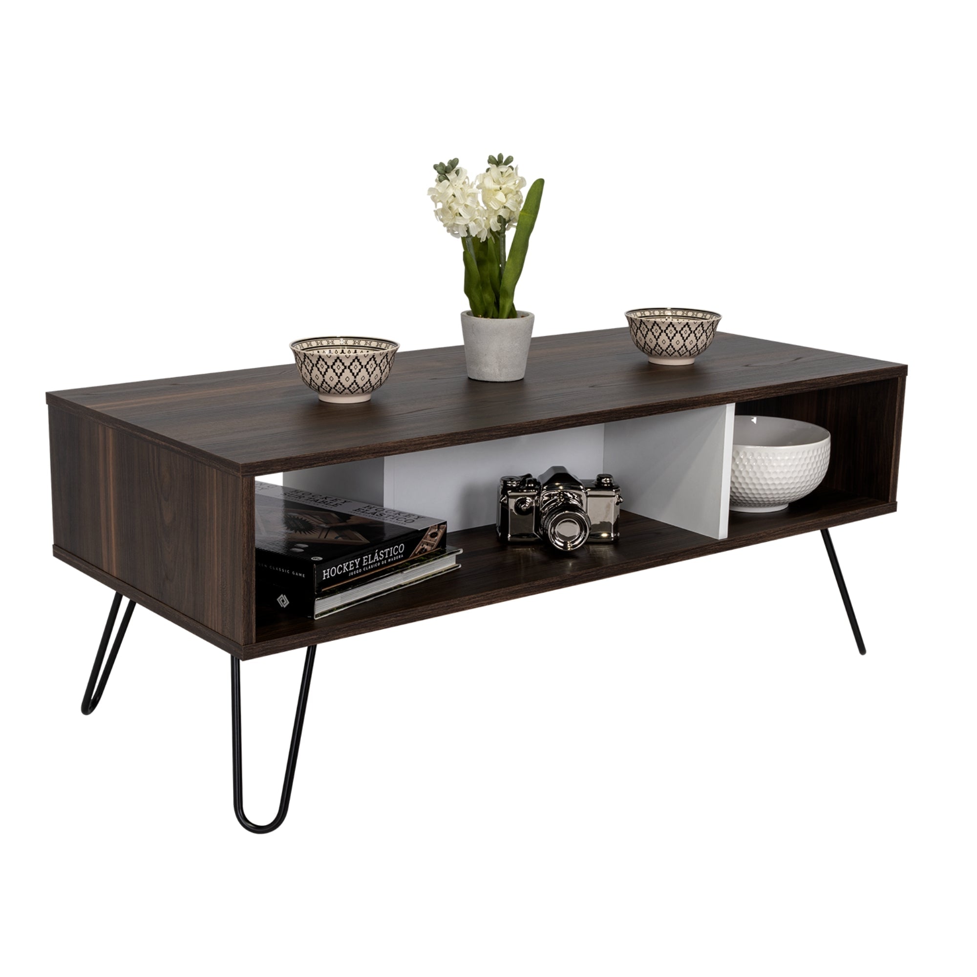 MESA DE CENTRO VASSEL 40X101,1X45 CM CAFE Y BLANCO - 2