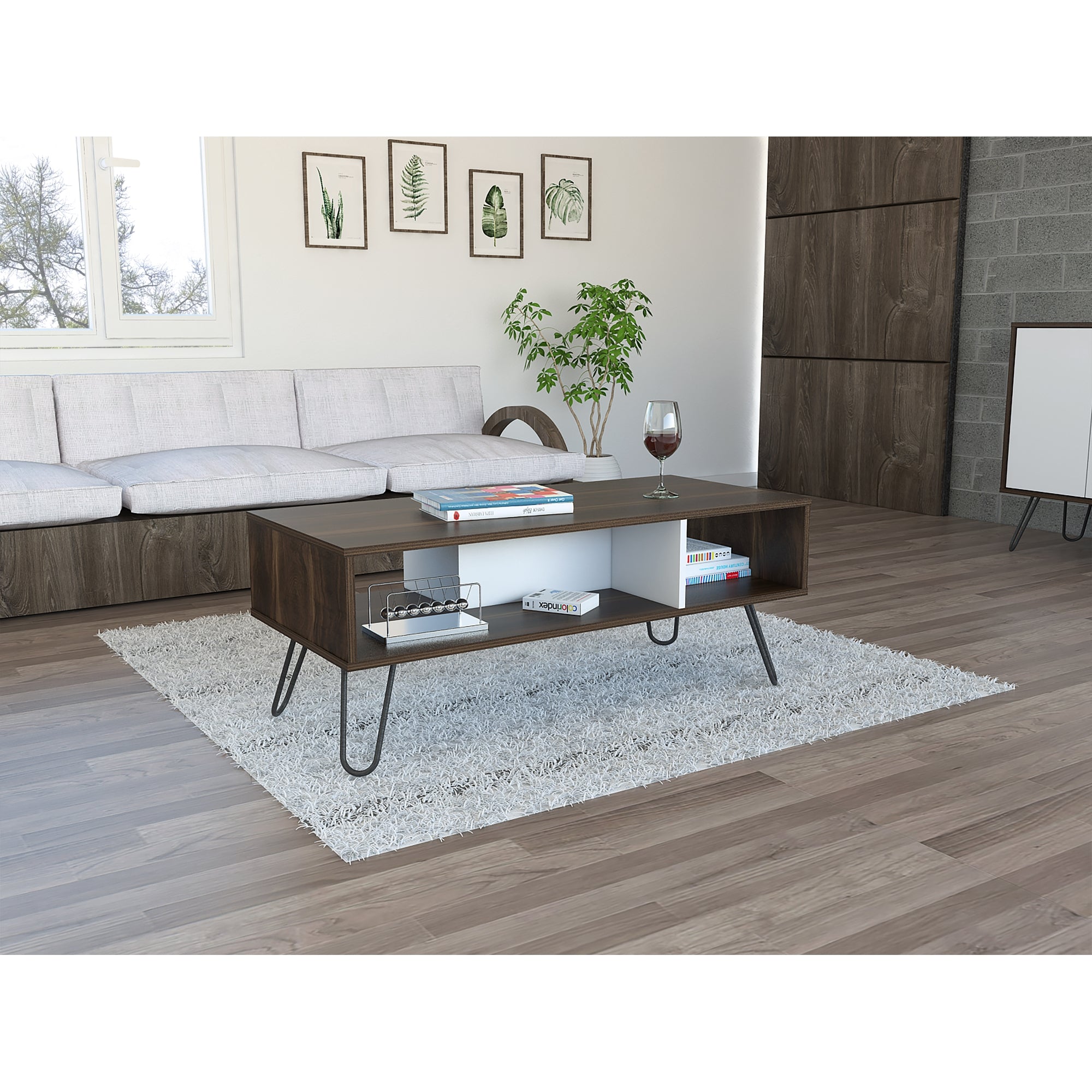 MESA DE CENTRO VASSEL 40X101,1X45 CM CAFE Y BLANCO - 7