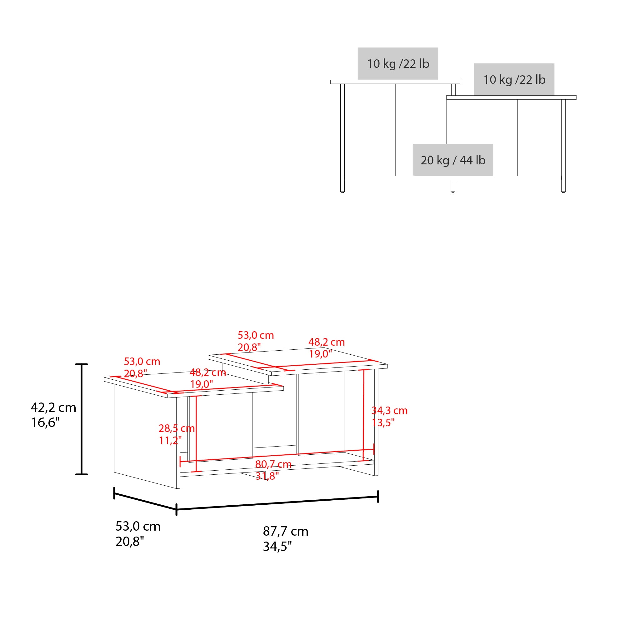 MESA DE CENTRO WEMA ROVERE 41,6X89,3X53,1 CM - 8