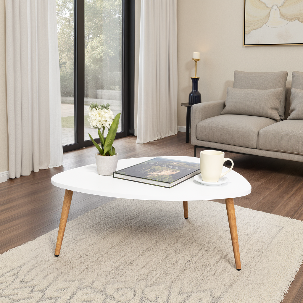 MESA DE CENTRO NARVIK BORDES OVALADOS BLANCO - 10