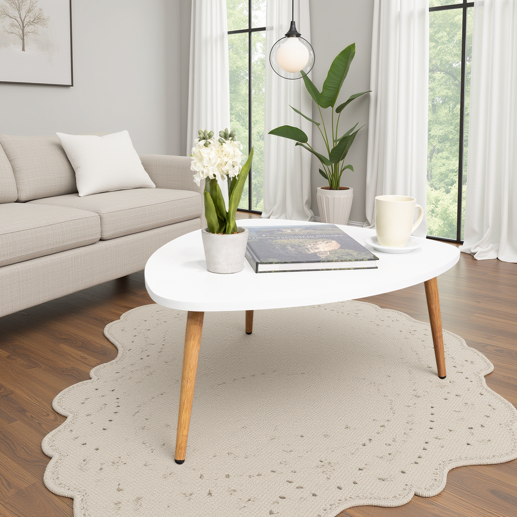 MESA DE CENTRO NARVIK BORDES OVALADOS BLANCO - 11