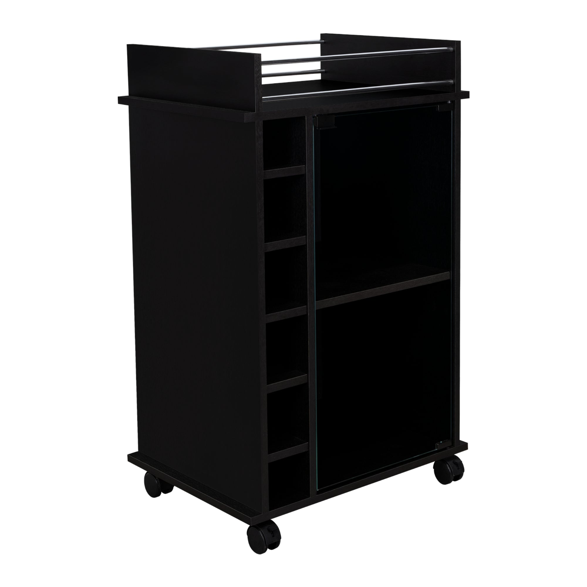 BAR BAJO DUKAT WENGUE 6 BOTELLEROS 89X41X55 CM CON RUEDAS - 4