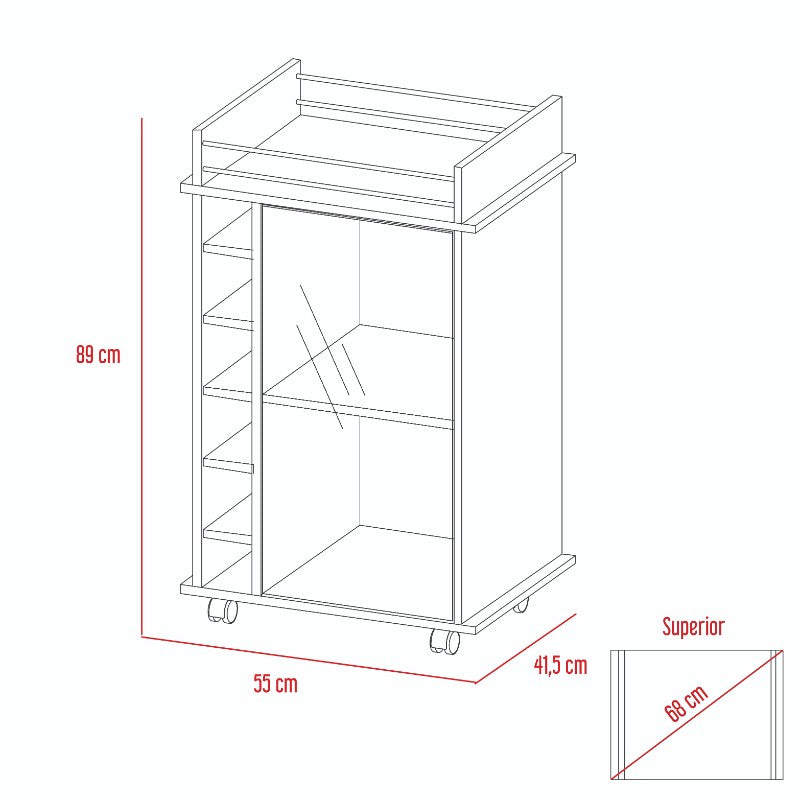 BAR BAJO DUKAT WENGUE 6 BOTELLEROS 89X41X55 CM CON RUEDAS - 10