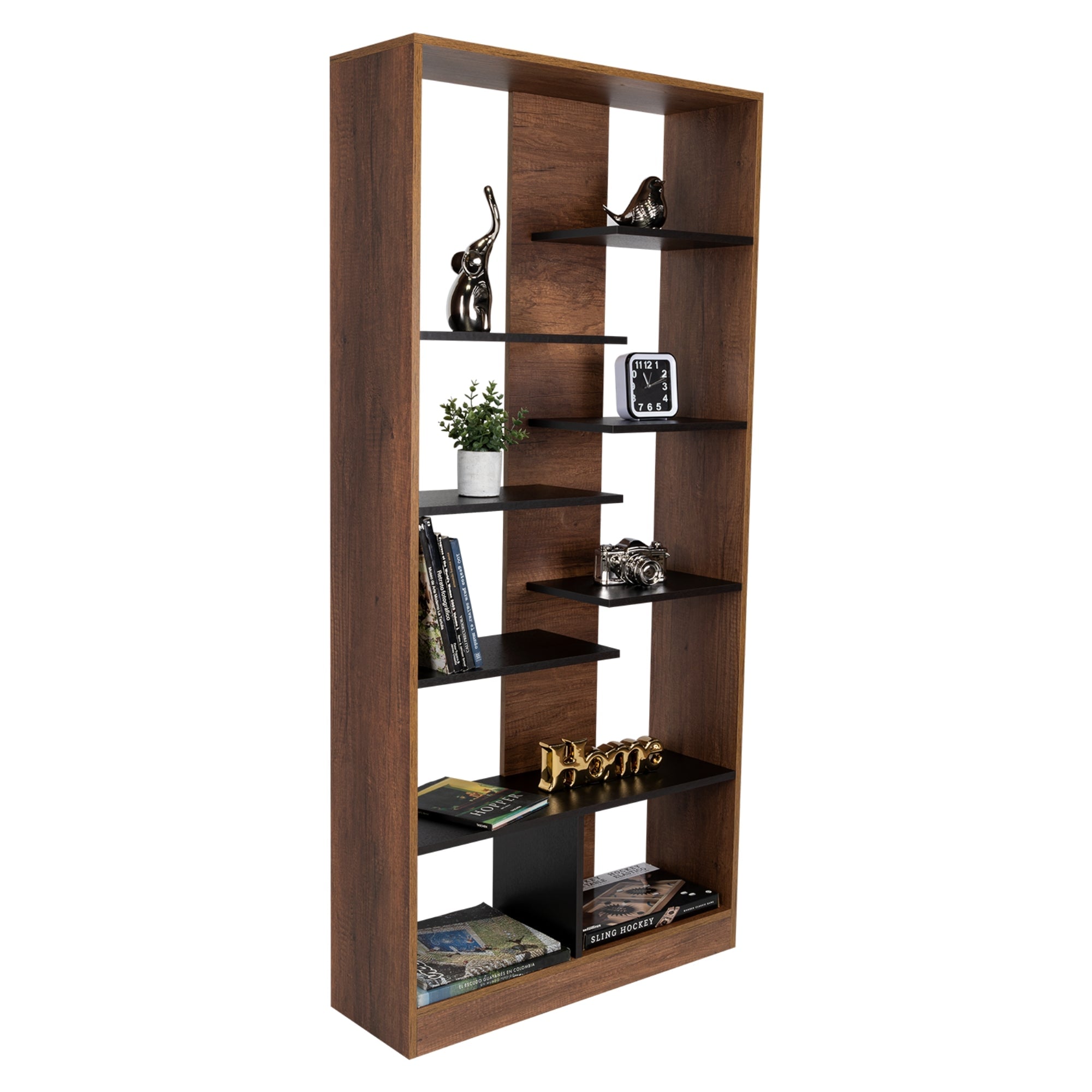 BIBLIOTECA CLASSIC COLOR CARAMELO Y WENGUE 170X80X26 CM - 1