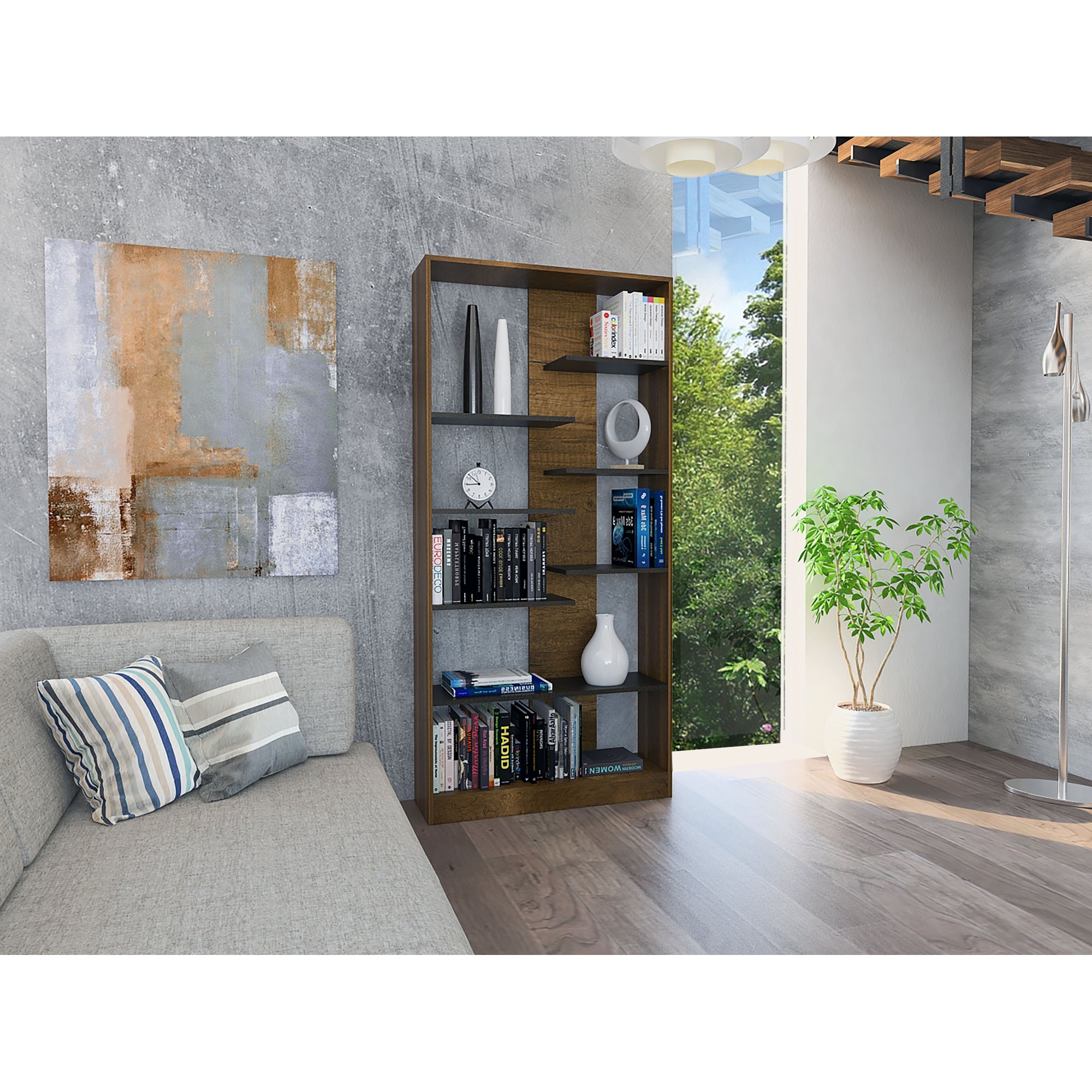 BIBLIOTECA CLASSIC COLOR CARAMELO Y WENGUE 170X80X26 CM - 11
