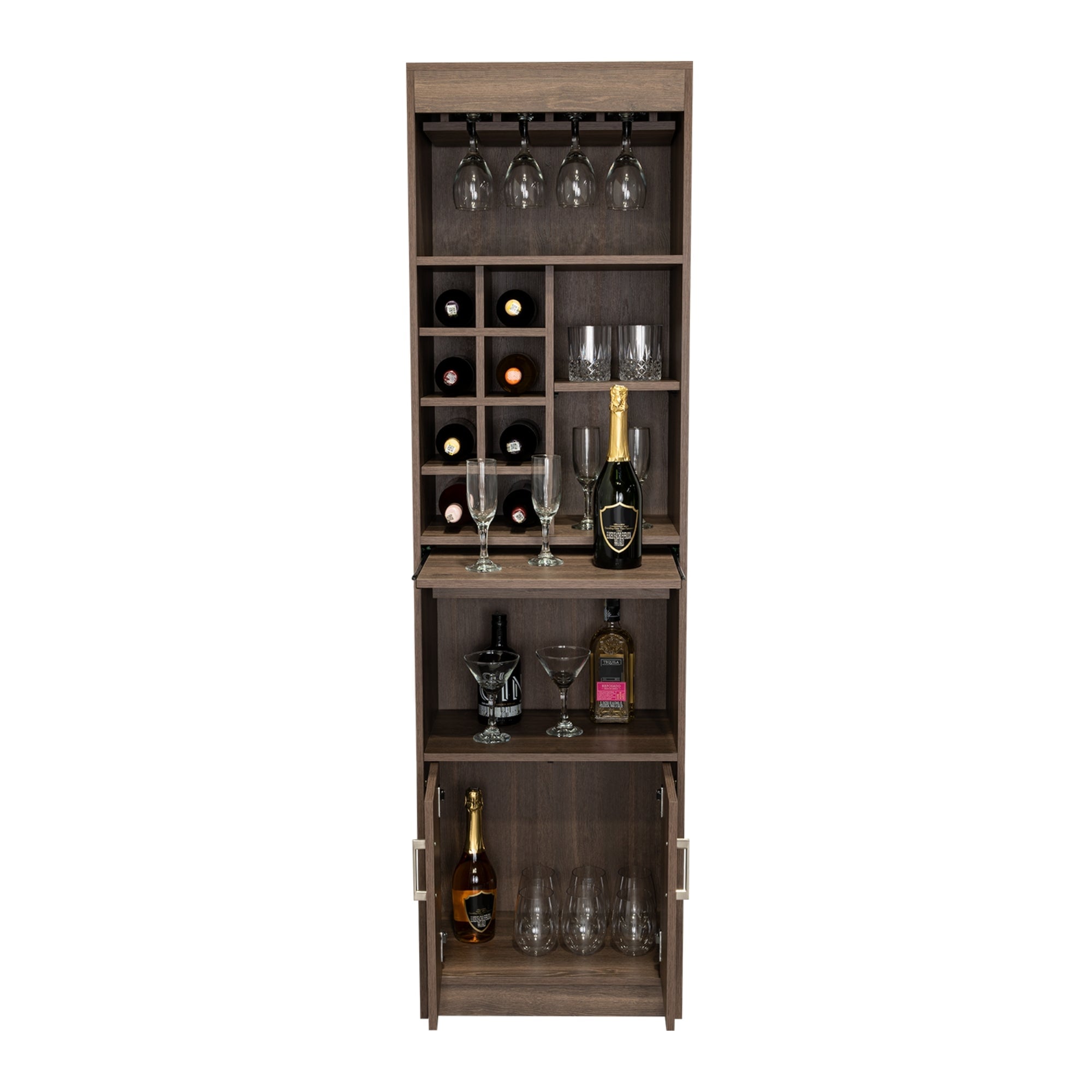 BAR ALTO SYRAH 180X51X32 CM COÑAC CON PORTACOPAS - 1