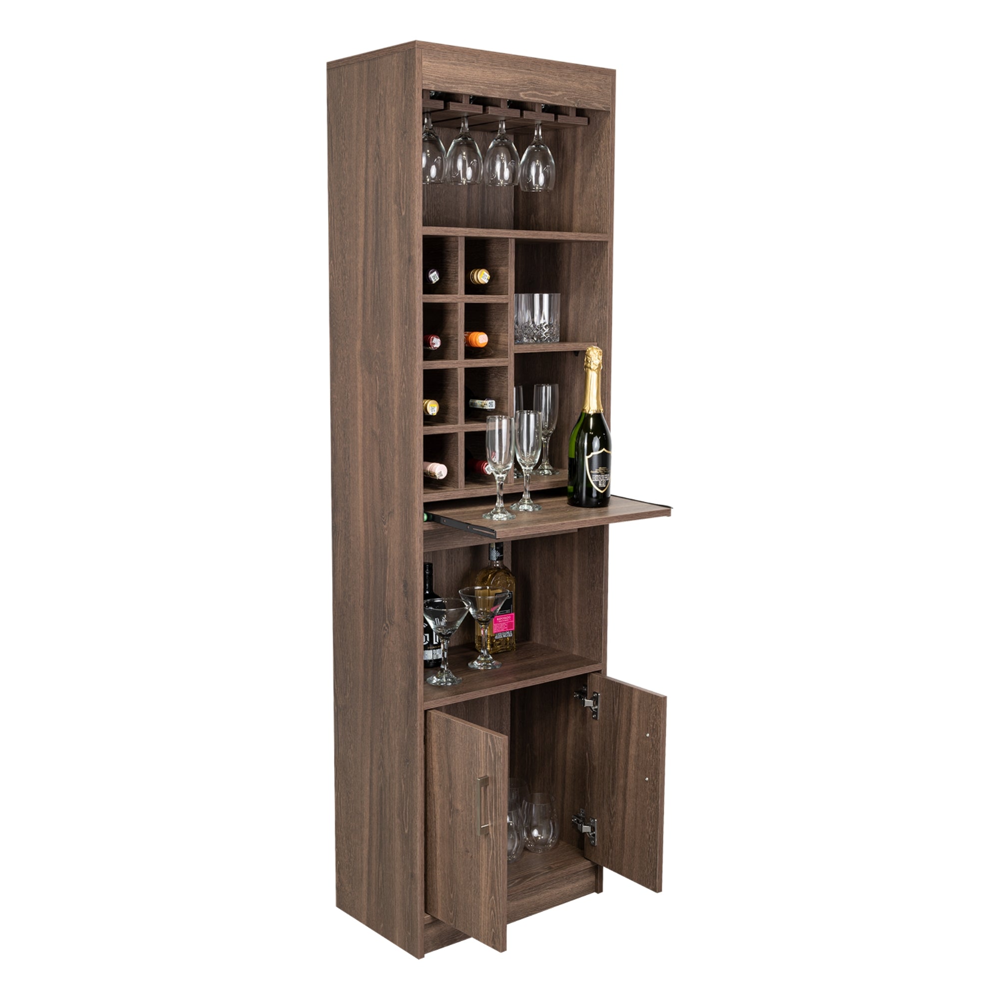 BAR ALTO SYRAH 180X51X32 CM COÑAC CON PORTACOPAS - 5