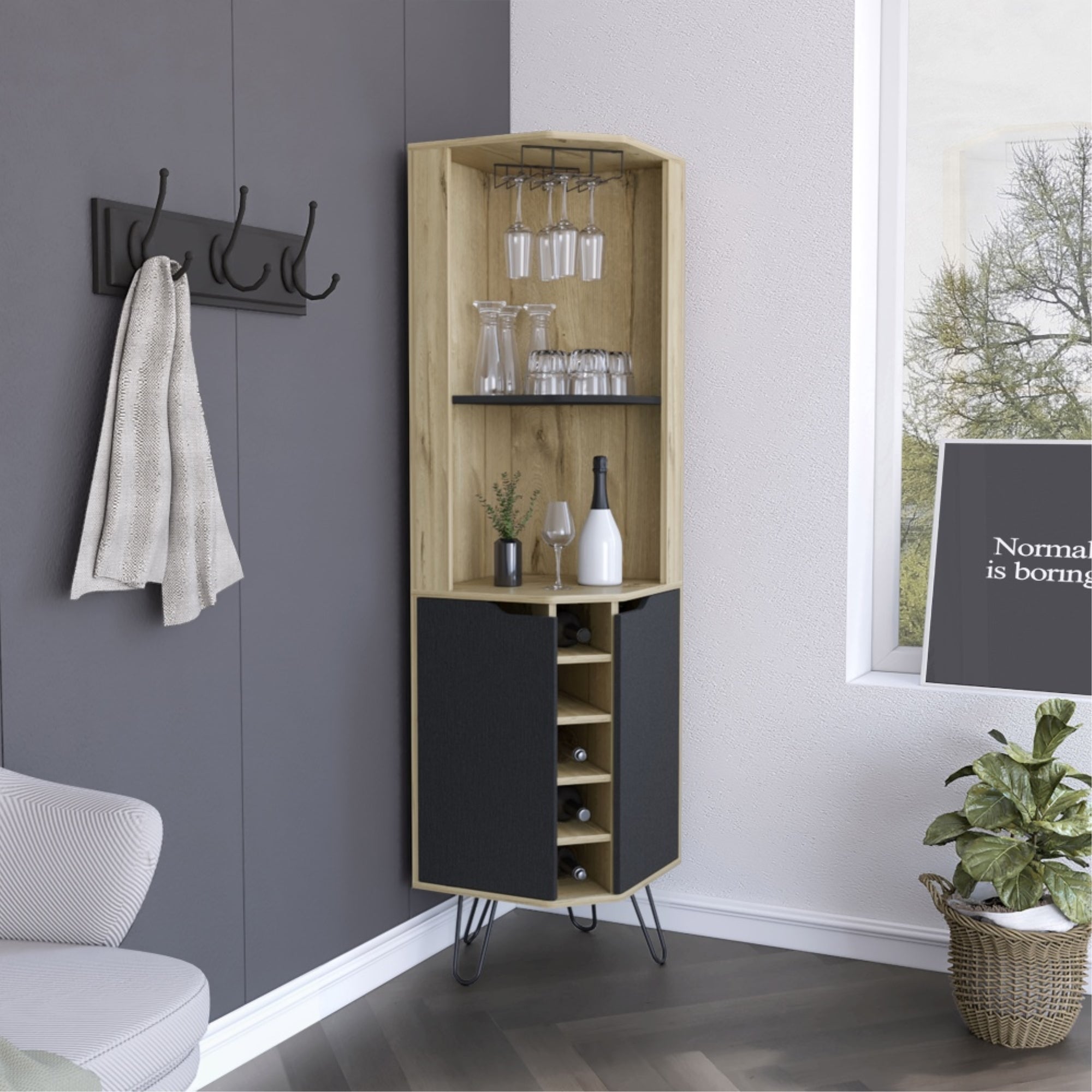 BAR ESQUINERO AUDRA 180X45X45 CM DUNA Y WENGUE - 5