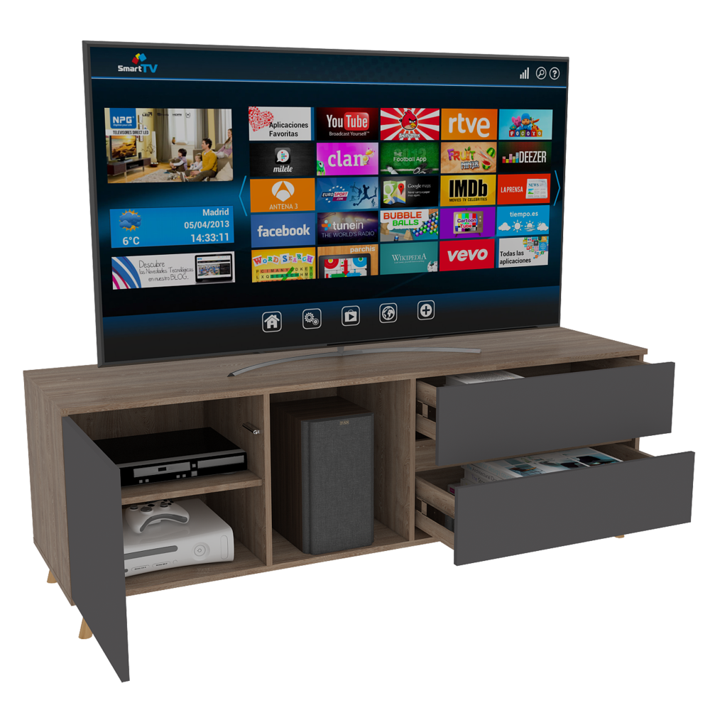RACK TV 65' SALEM MIEL Y PLOMO 58,4X154,4X38 CM - 1