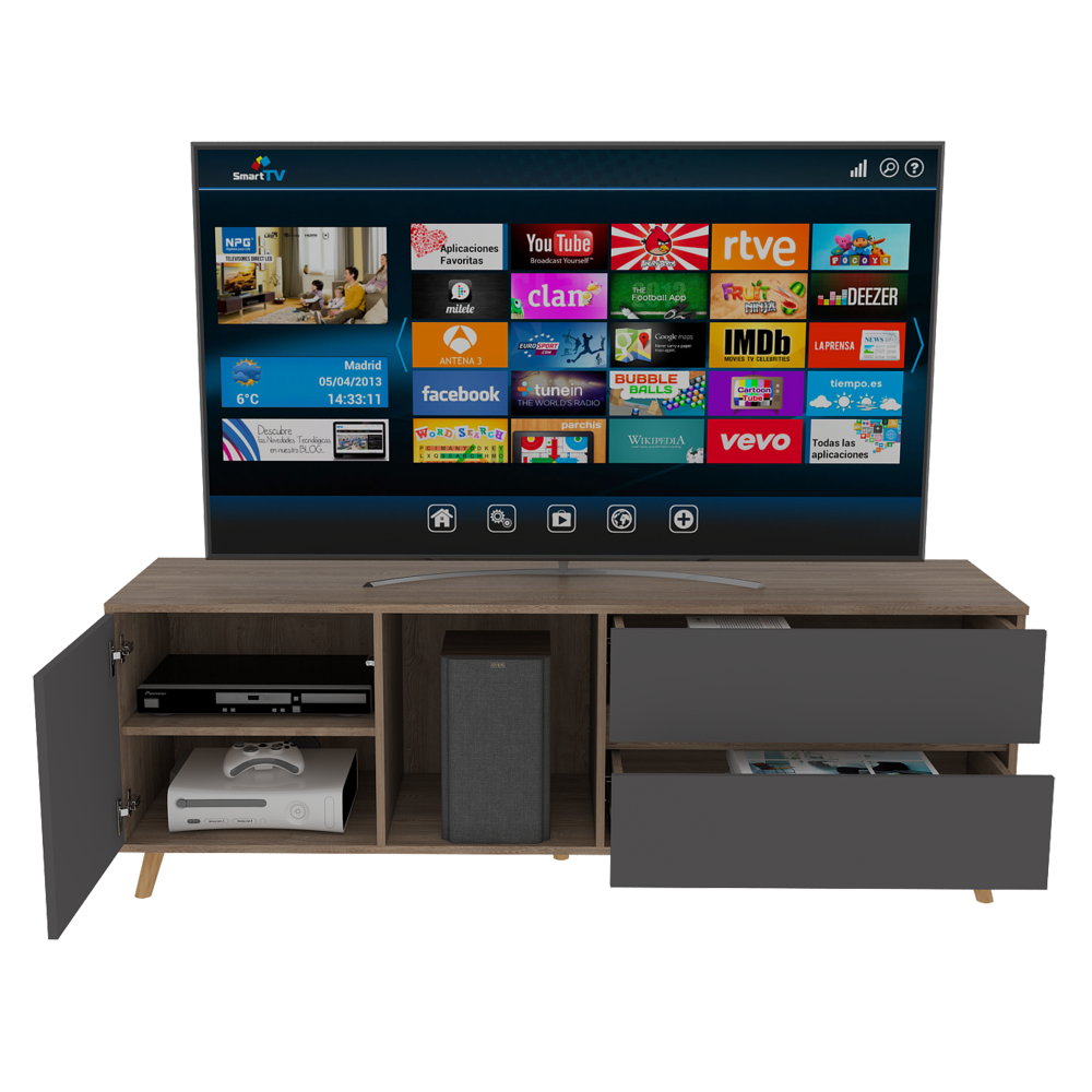 RACK TV 65' SALEM MIEL Y PLOMO 58,4X154,4X38 CM - 2
