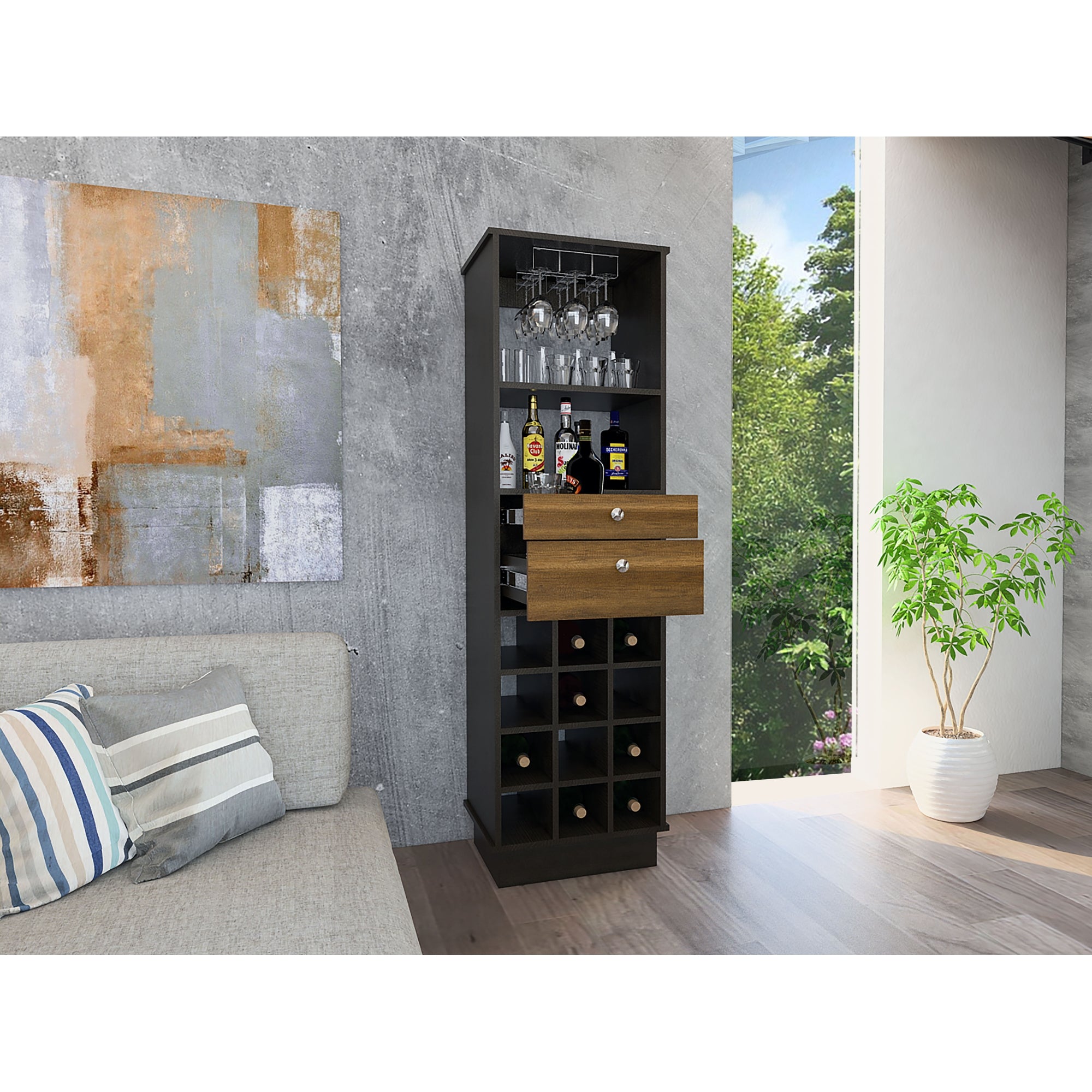 BAR ALTO CLASSIC COLOR CARAMELO Y WENGUE 160X46X40 CM - 2
