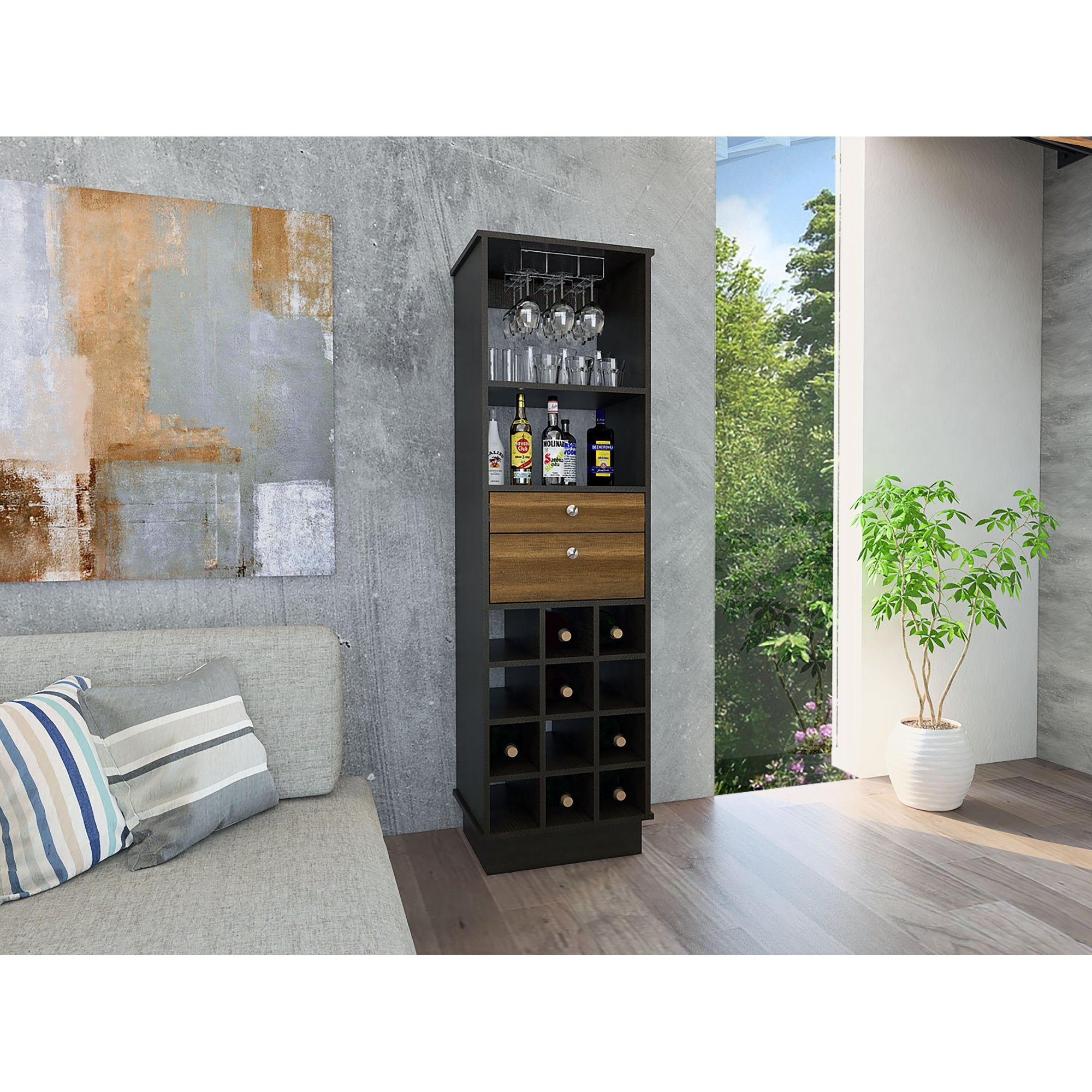 BAR ALTO CLASSIC COLOR CARAMELO Y WENGUE 160X46X40 CM - 12