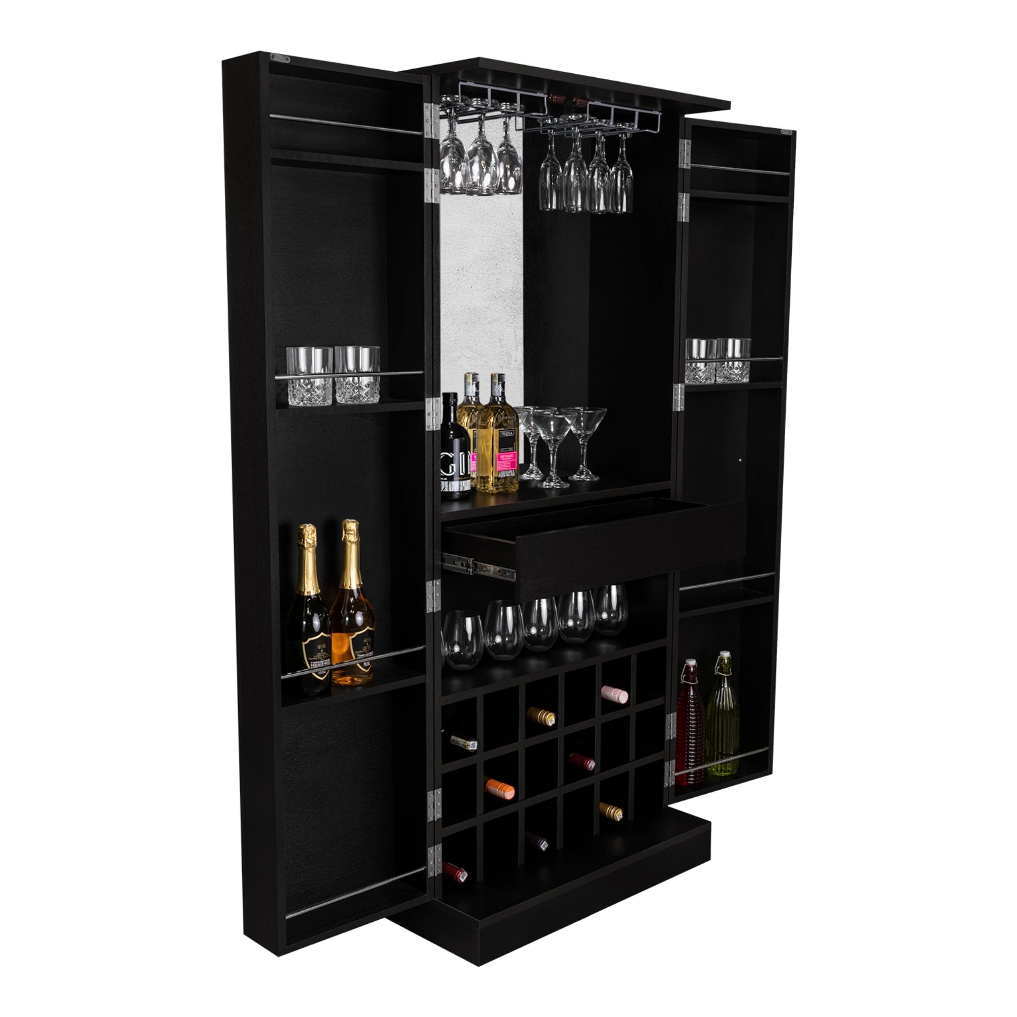 BAR ALTO MALBEC 2 PUERTAS AMPLIO ESPACIO WENGUE CON PORTACOPAS - 1
