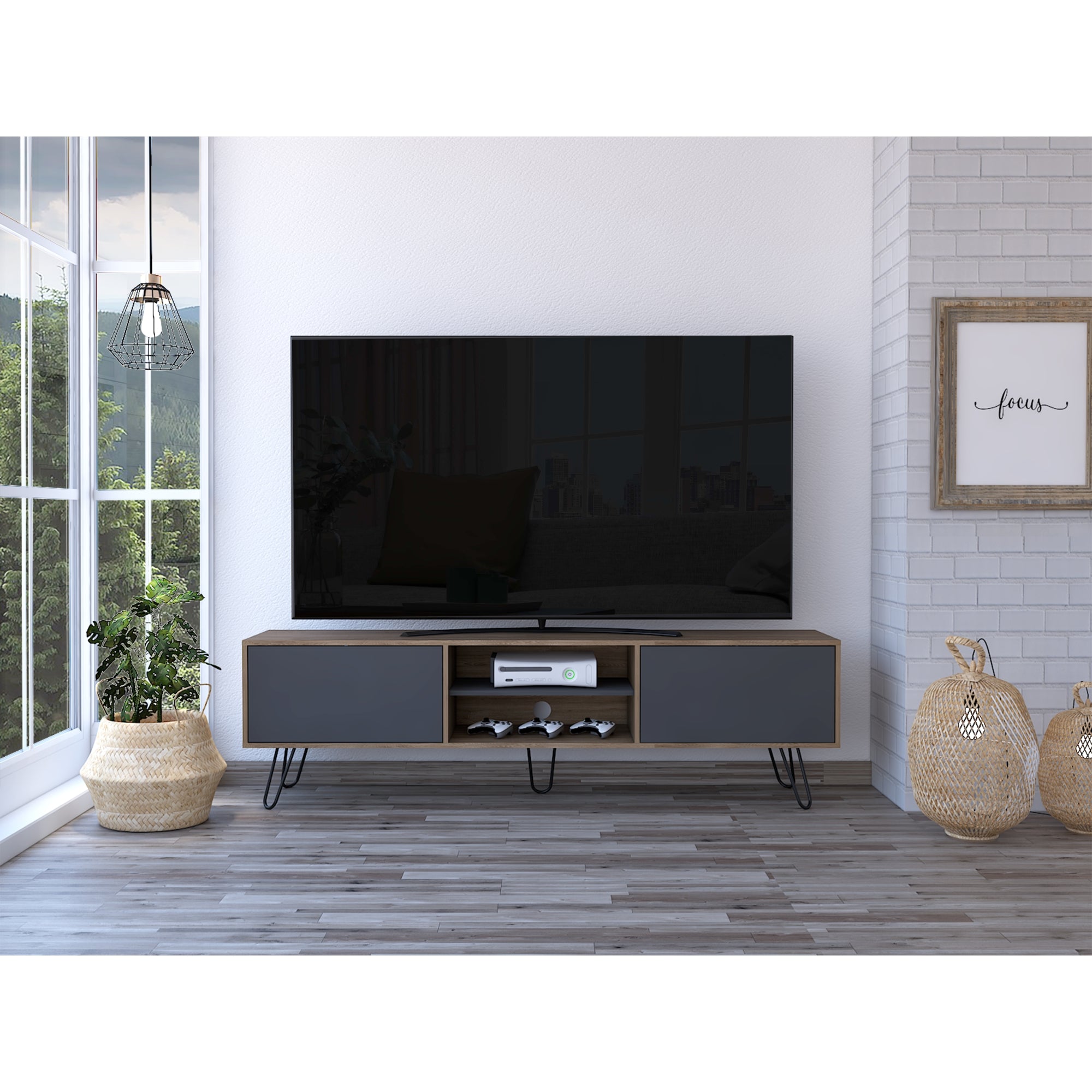 RACK TV 70' VASSEL MIEL Y PLOMO 52,5X180X35 CM - 5