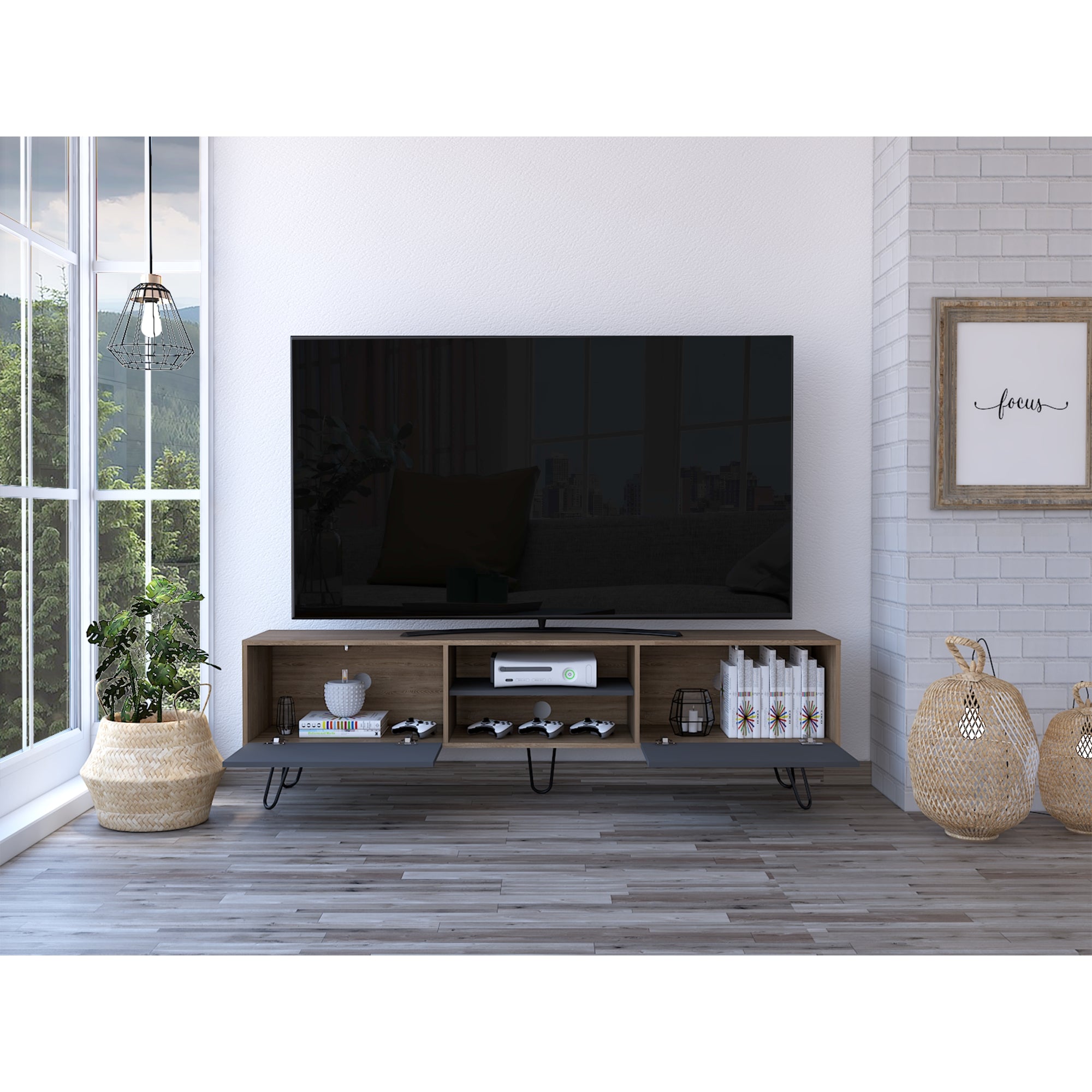 RACK TV 70' VASSEL MIEL Y PLOMO 52,5X180X35 CM - 6