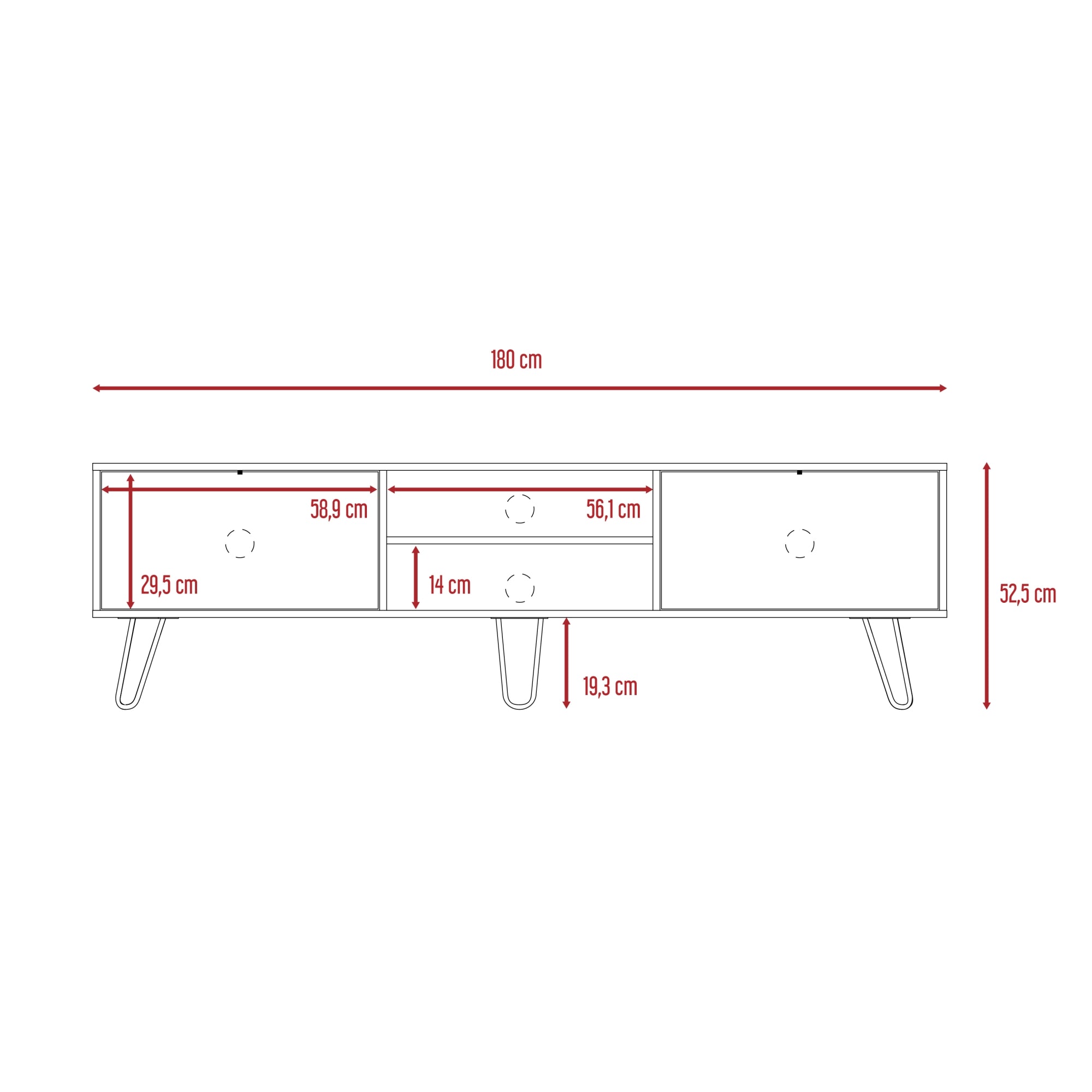 RACK TV 70' VASSEL MIEL Y PLOMO 52,5X180X35 CM - 8