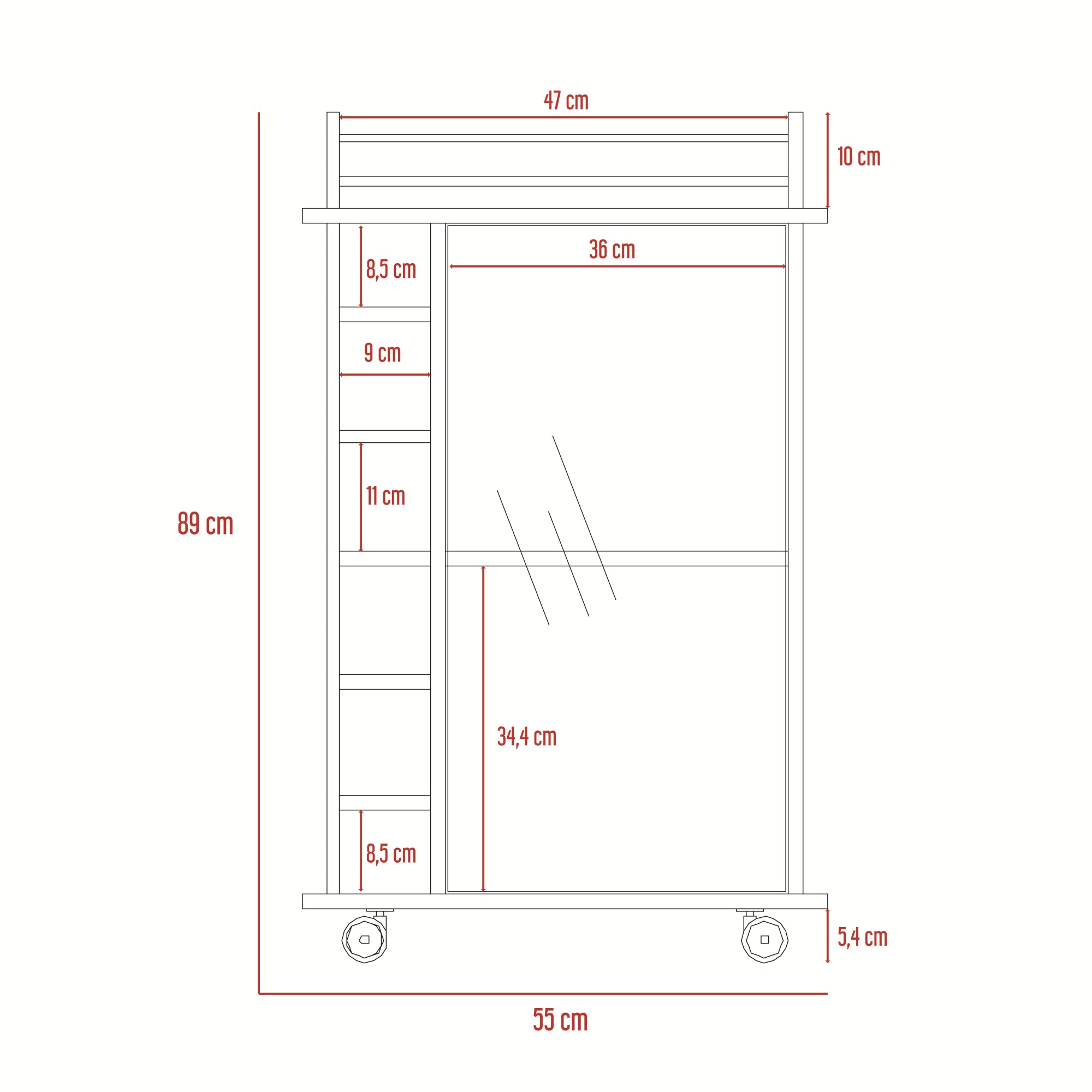 MUEBLE BAR DUKAT COÑAC 6 BOTELLEROS 89X41X55 CM CON RUEDAS - 8