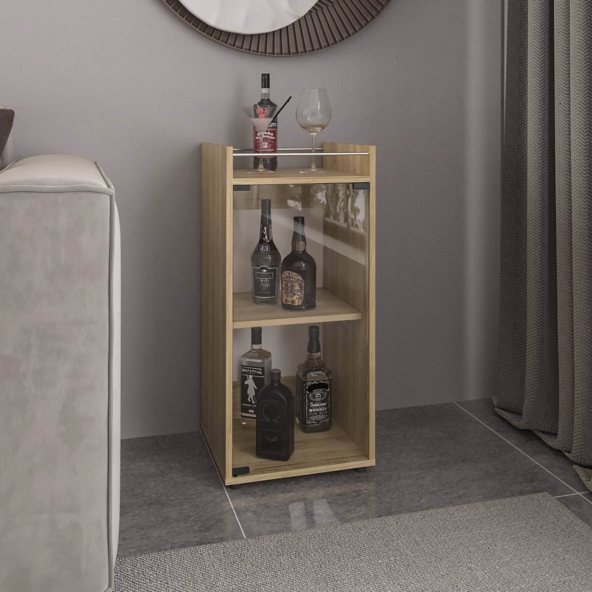 BAR BAJO THEBA 1 PUERTA VIDRIO 81,3X38,1X37,6 CM FRESNO - 5