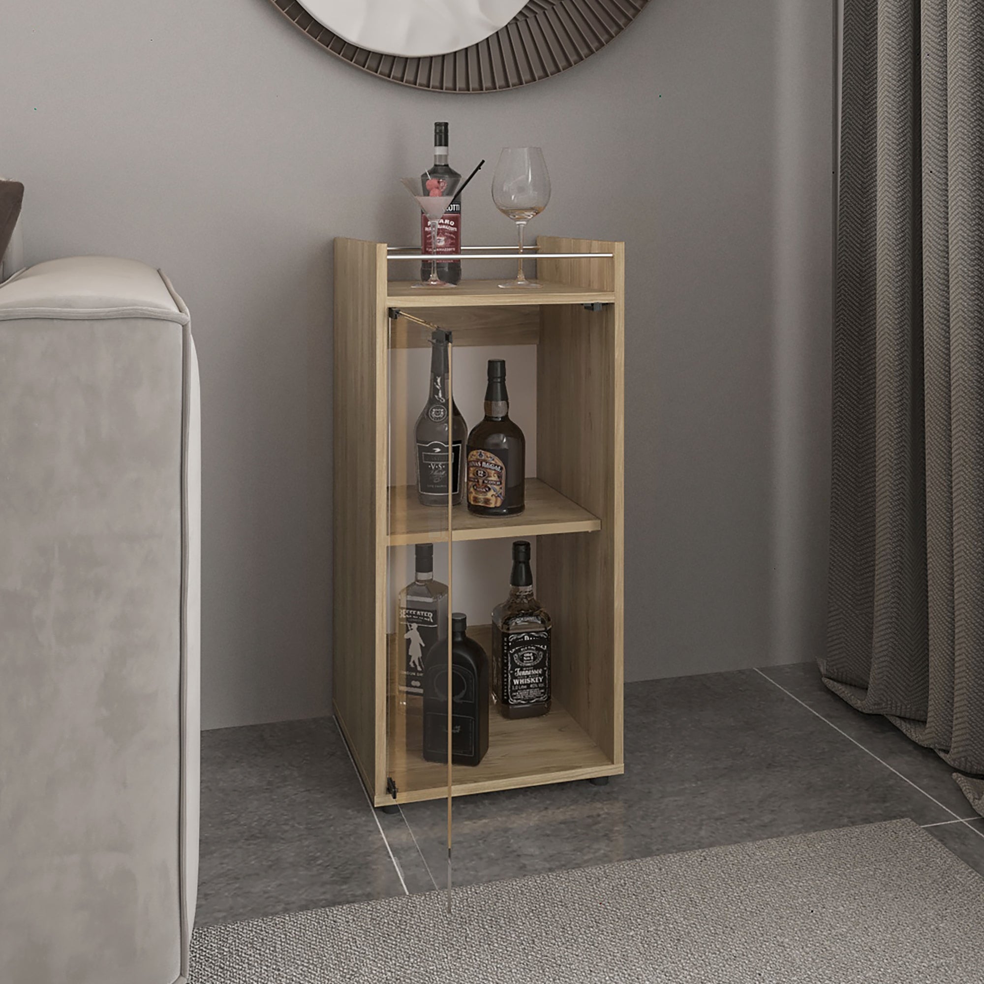 BAR BAJO THEBA 1 PUERTA VIDRIO 81,3X38,1X37,6 CM FRESNO - 6